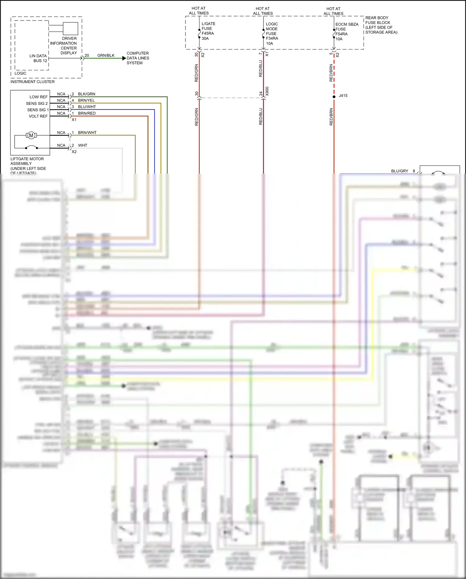 Wiring diagram interior liftgate control switch for GMC Acadia II facelift (2019-2024) (3 of 3)