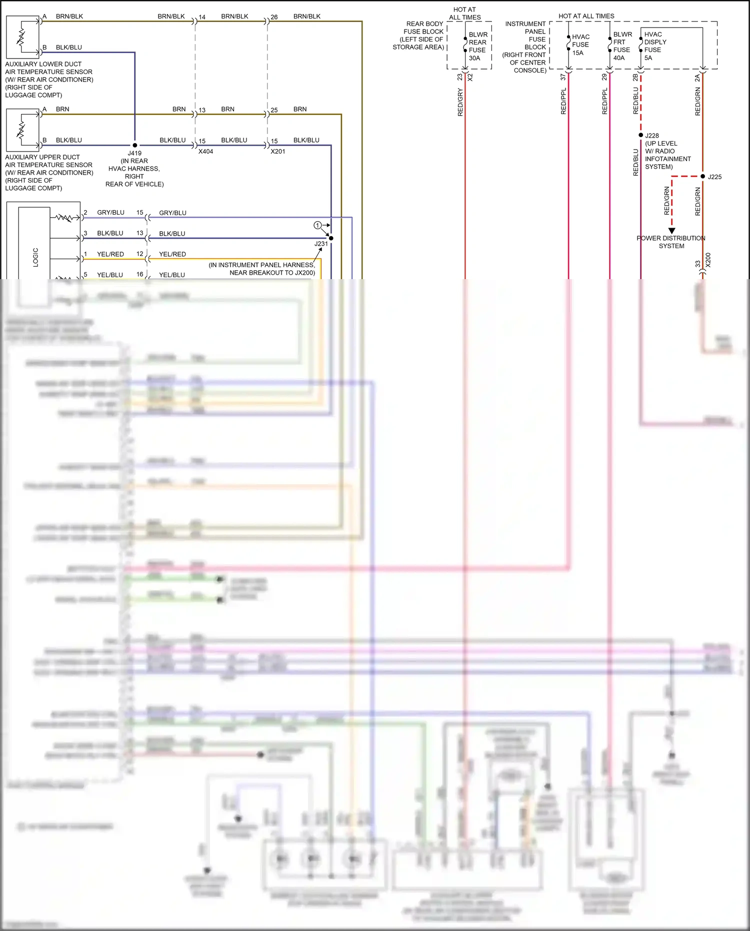 Wiring diagram auxiliary upper duct air temperature sensor for GMC Acadia II (2016-2019) (1 of 1)