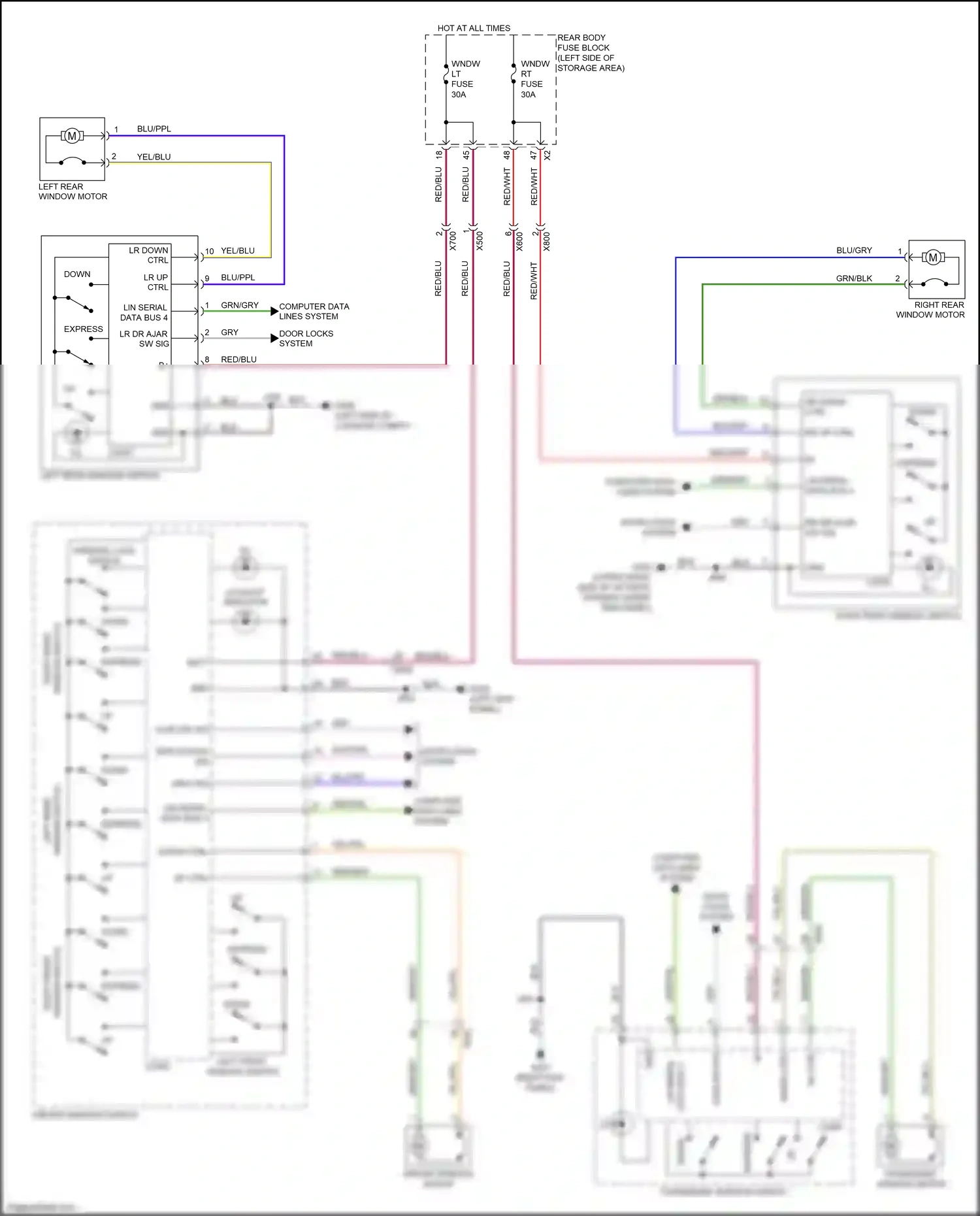 Wiring diagram left front window switch for GMC Acadia II (2016-2019) (1 of 1)