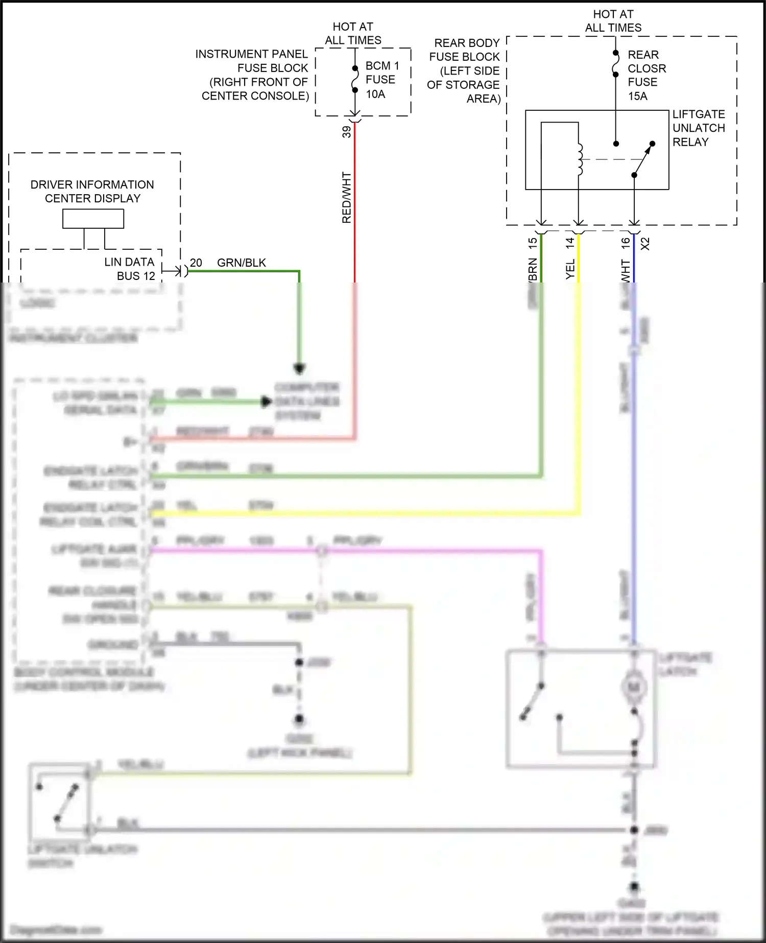 Wiring diagram liftgate latch for GMC Acadia II (2016-2019) (3 of 3)