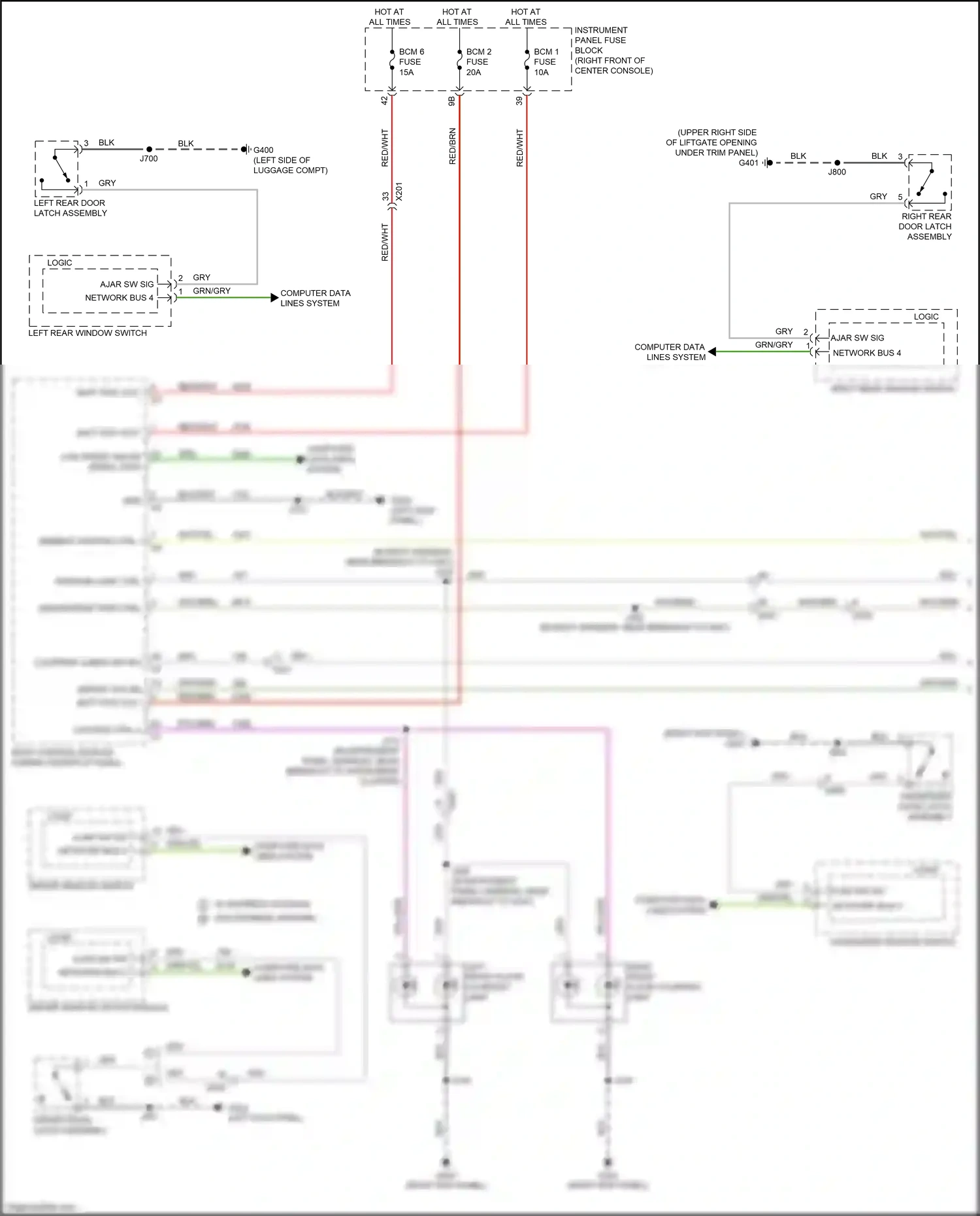 Wiring diagram right rear window switch for GMC Acadia II (2016-2019) (2 of 11)