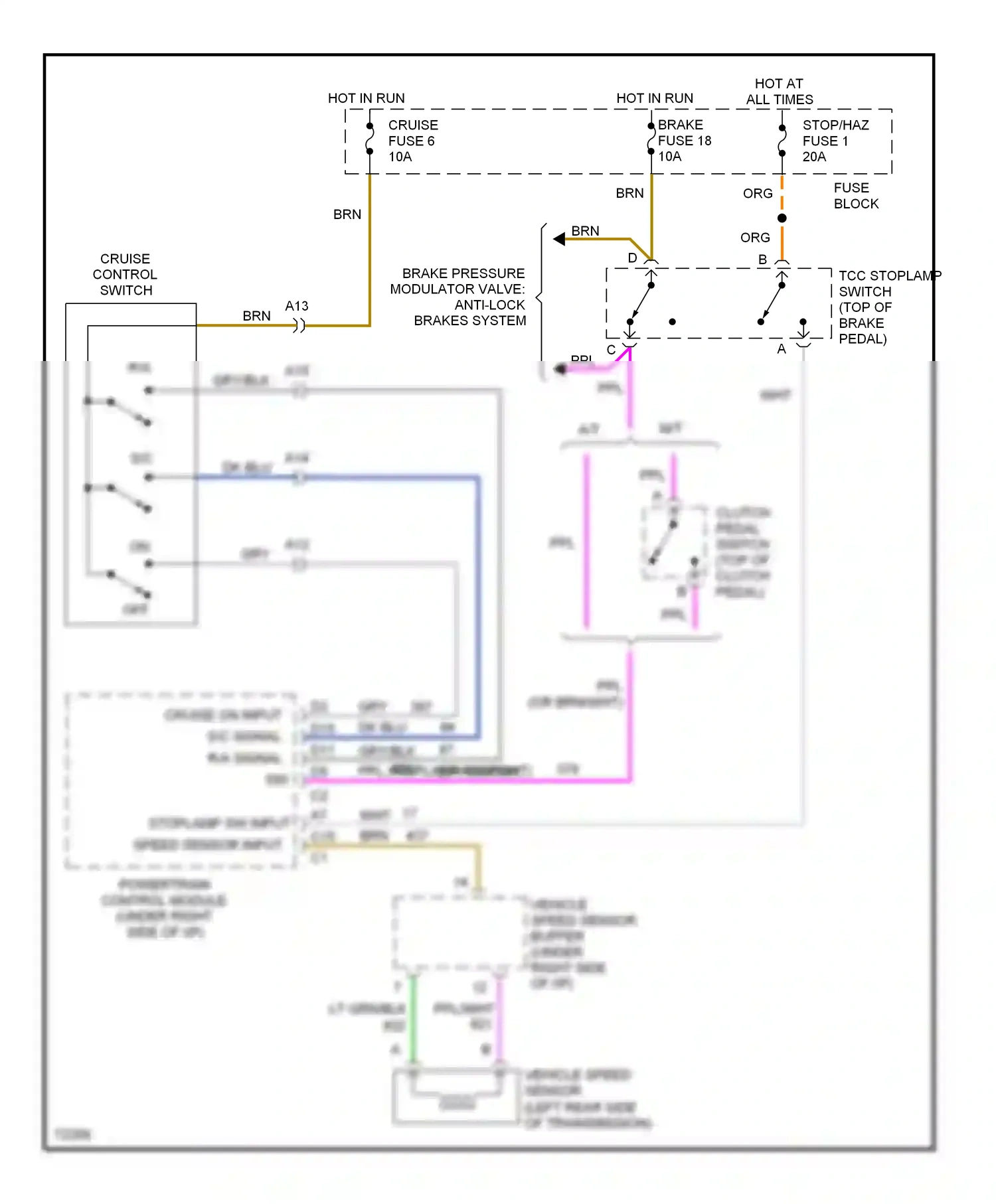 GMC Cab & Chassis C2500  (1989-2000) stoplamp sw input speed sensor input wiring diagram  (1 of 1)