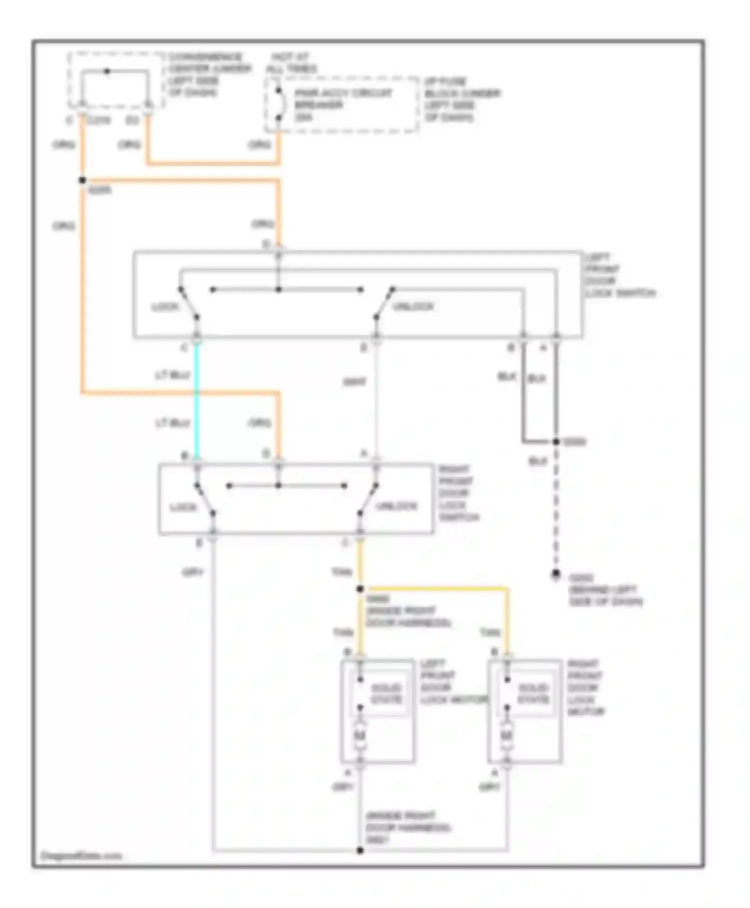 Cab & Chassis C3500 GMC  (1985-2000): Door lock circuit, without crew cab