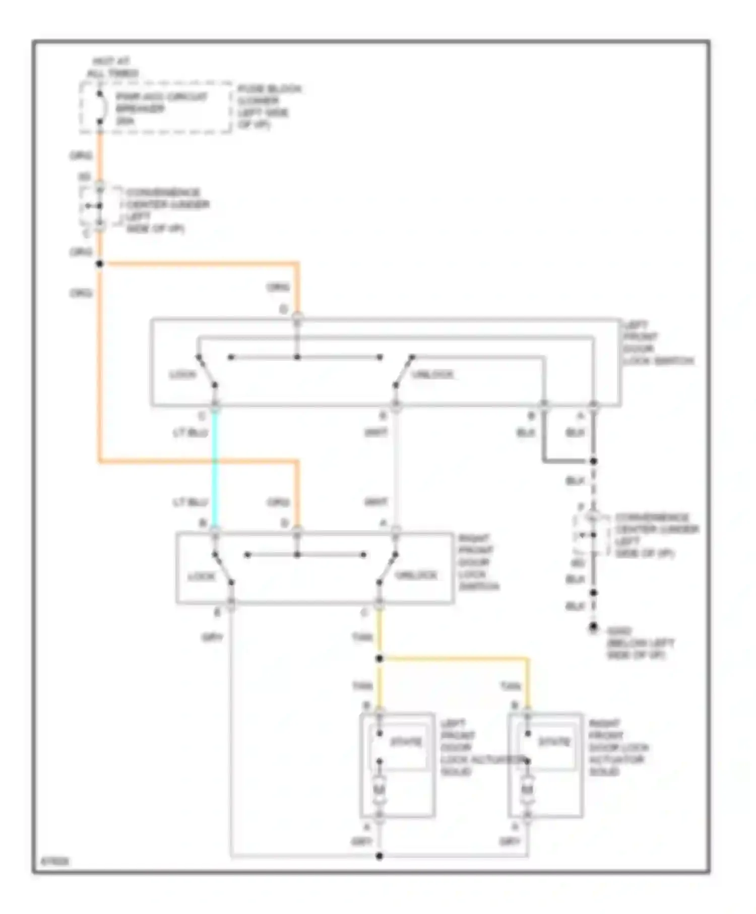 Cab & Chassis K2500 GMC  (1989-2000): Door lock circuit, 2 door