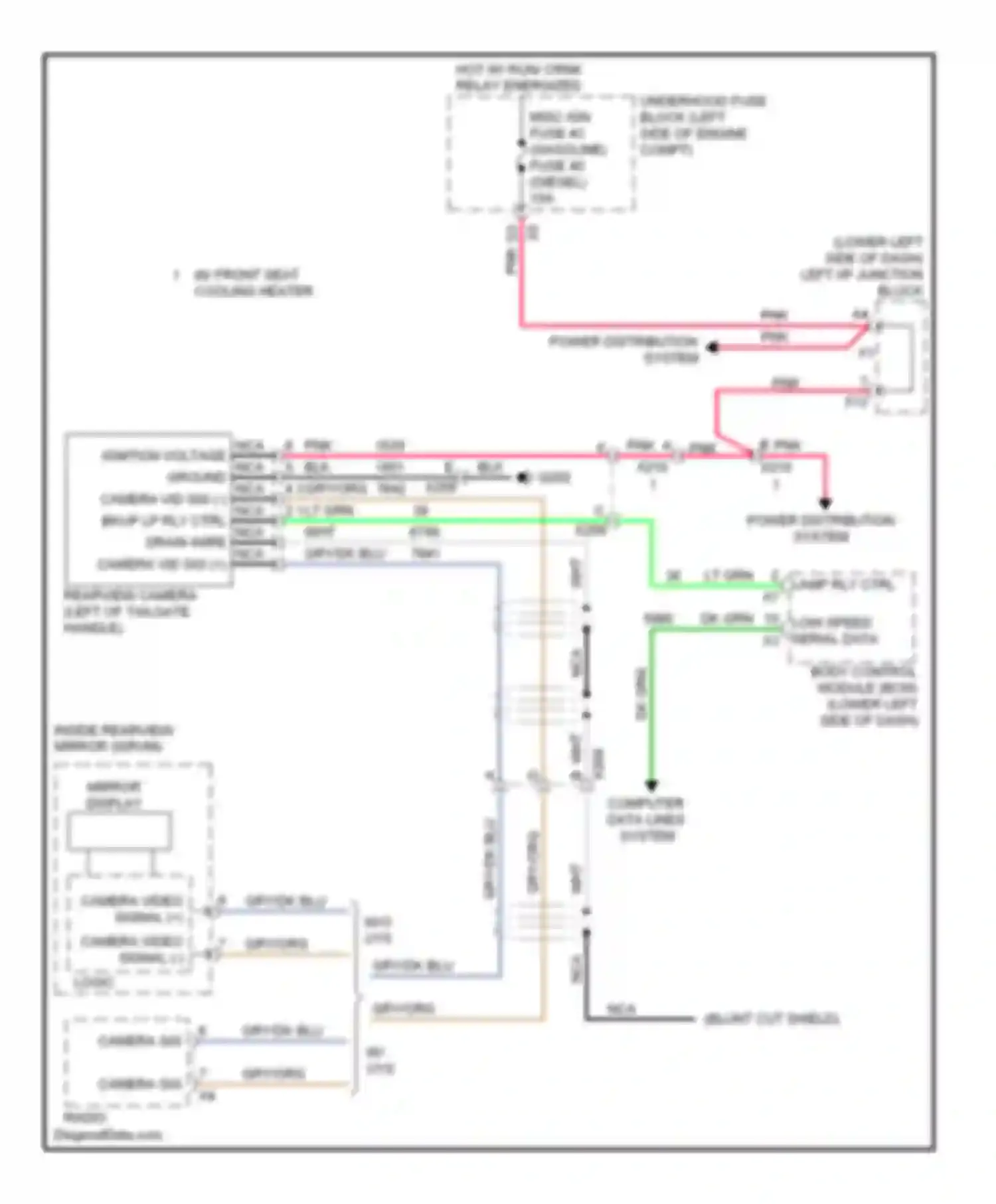 Cab & Chassis Sierra 3500 HD GMC  (2008-2012): Rear view camera circuit, with spo accessory