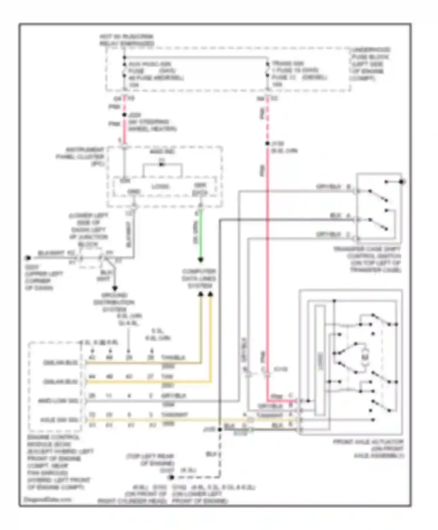 Cab & Chassis Sierra 3500 HD GMC  (2008-2012): 6.6l vin 8, transfer case circuit, 2-speed manual