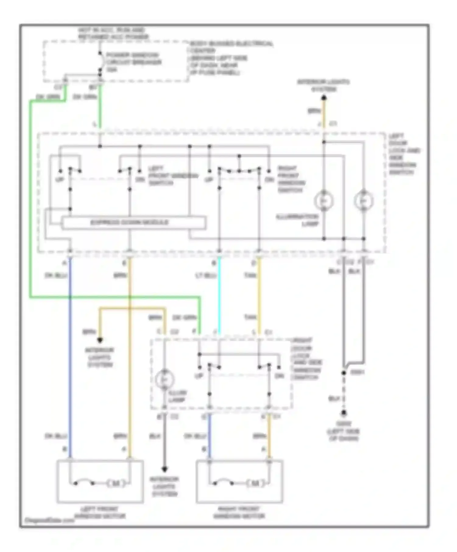 Envoy GMC I (1997-2000): Power window circuit, 2 door