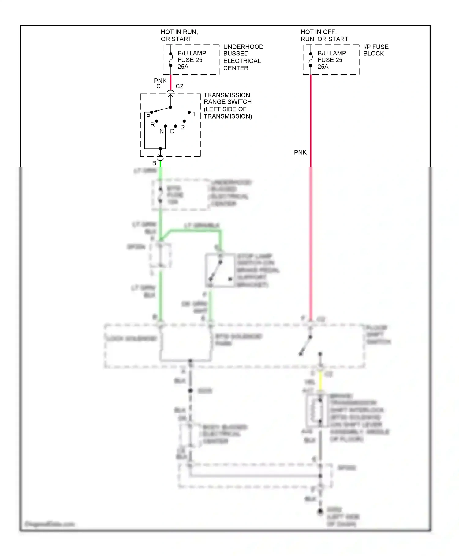 GMC Envoy I (1997-2000) floor shift switch wiring diagram  (1 of 1)