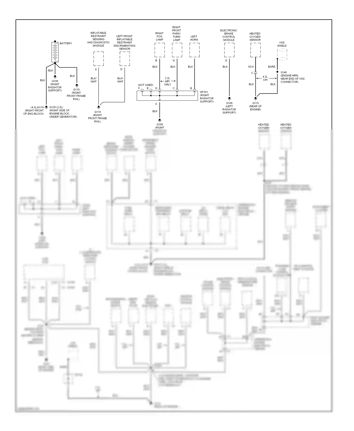 GMC Envoy I (1997-2000) heated oxygen sensor wiring diagram  (1 of 1)