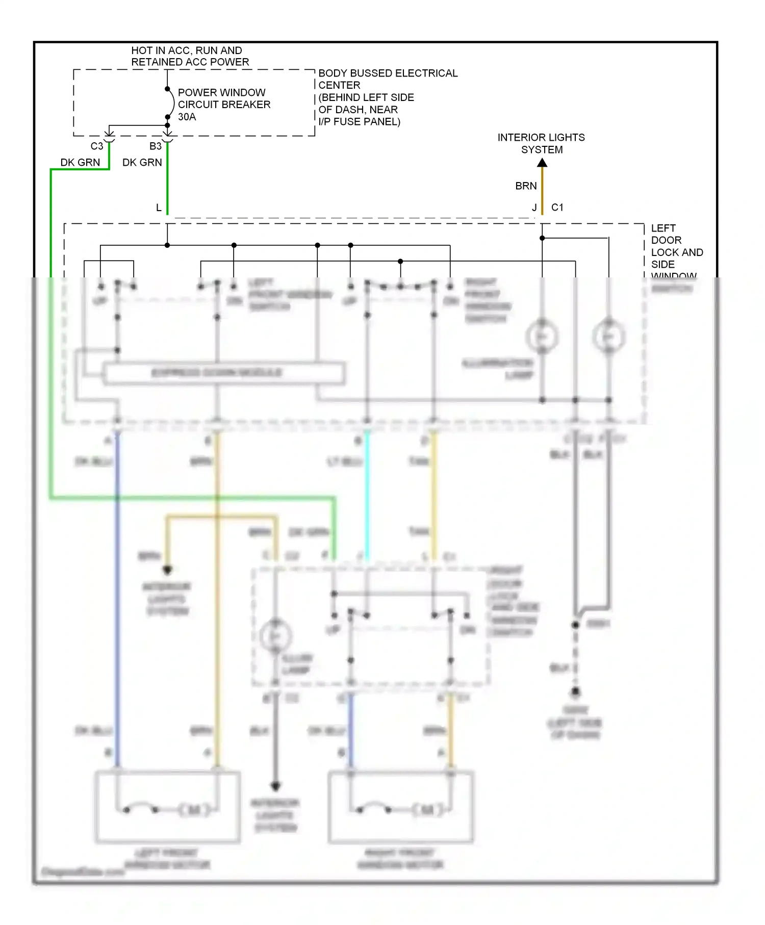 GMC Envoy I (1997-2000) left front window switch wiring diagram  (1 of 1)