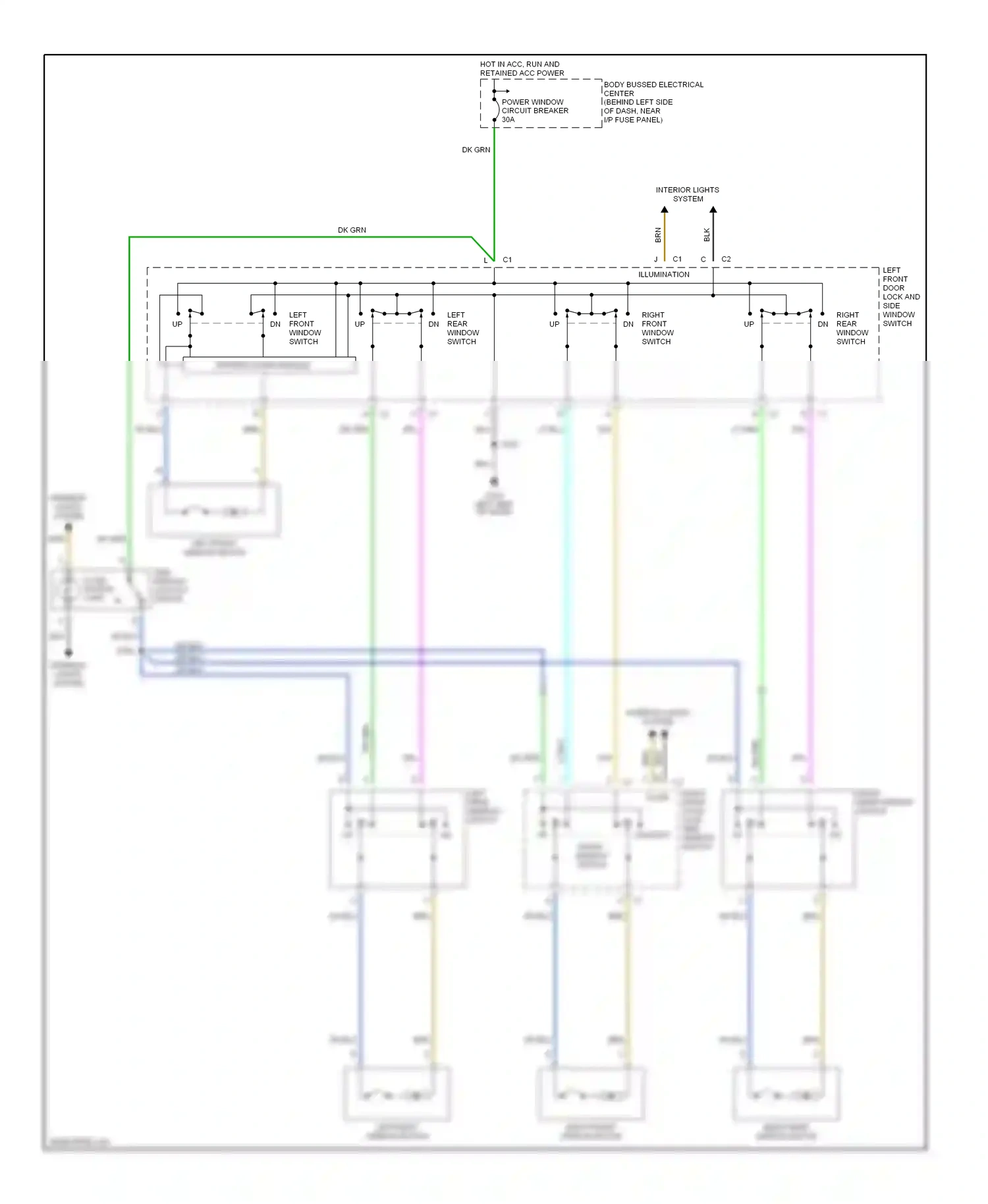 GMC Envoy I (1997-2000) right front window switch wiring diagram  (1 of 1)