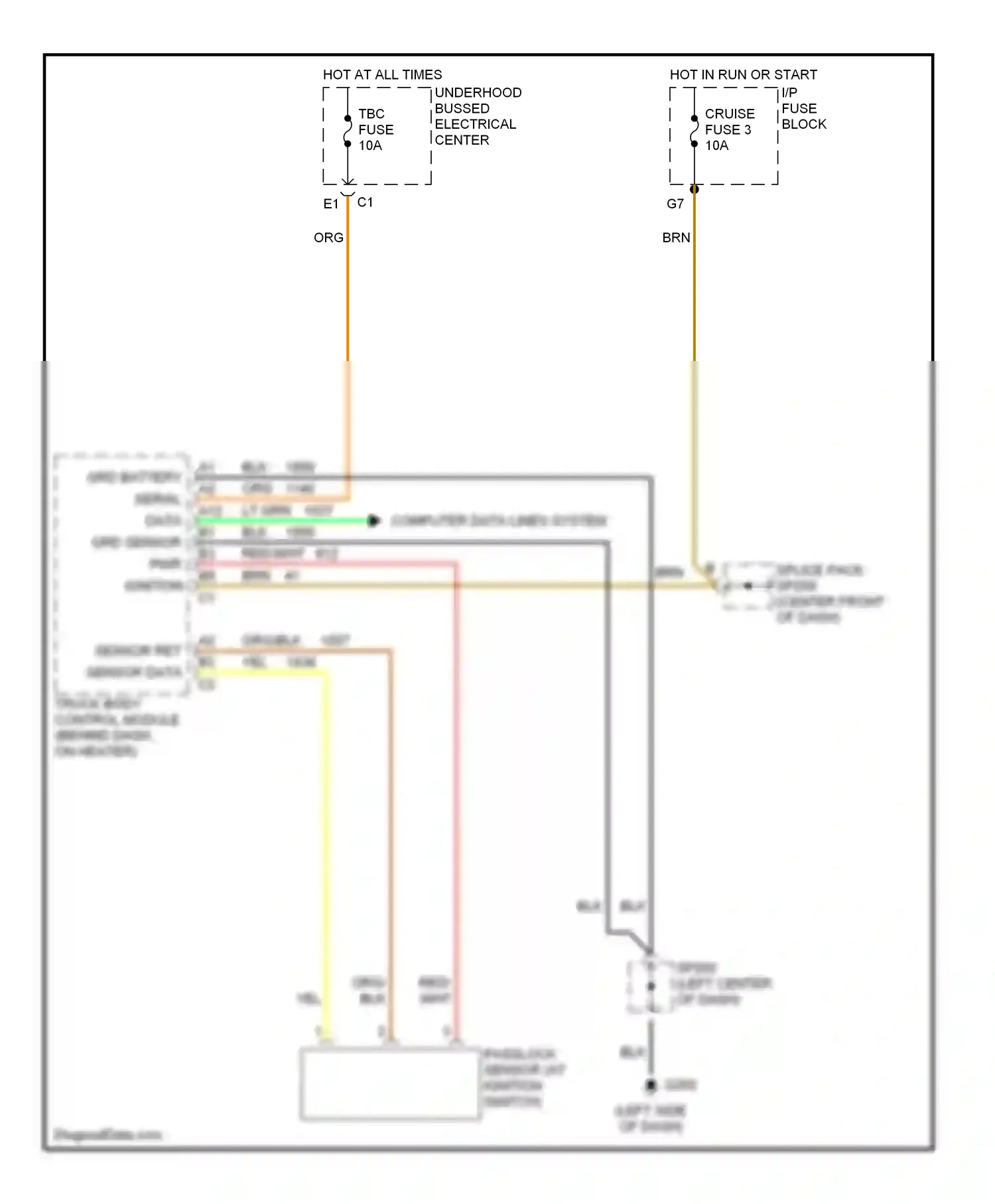 GMC Envoy I (1997-2000) splice pack wiring diagram  (2 of 12)