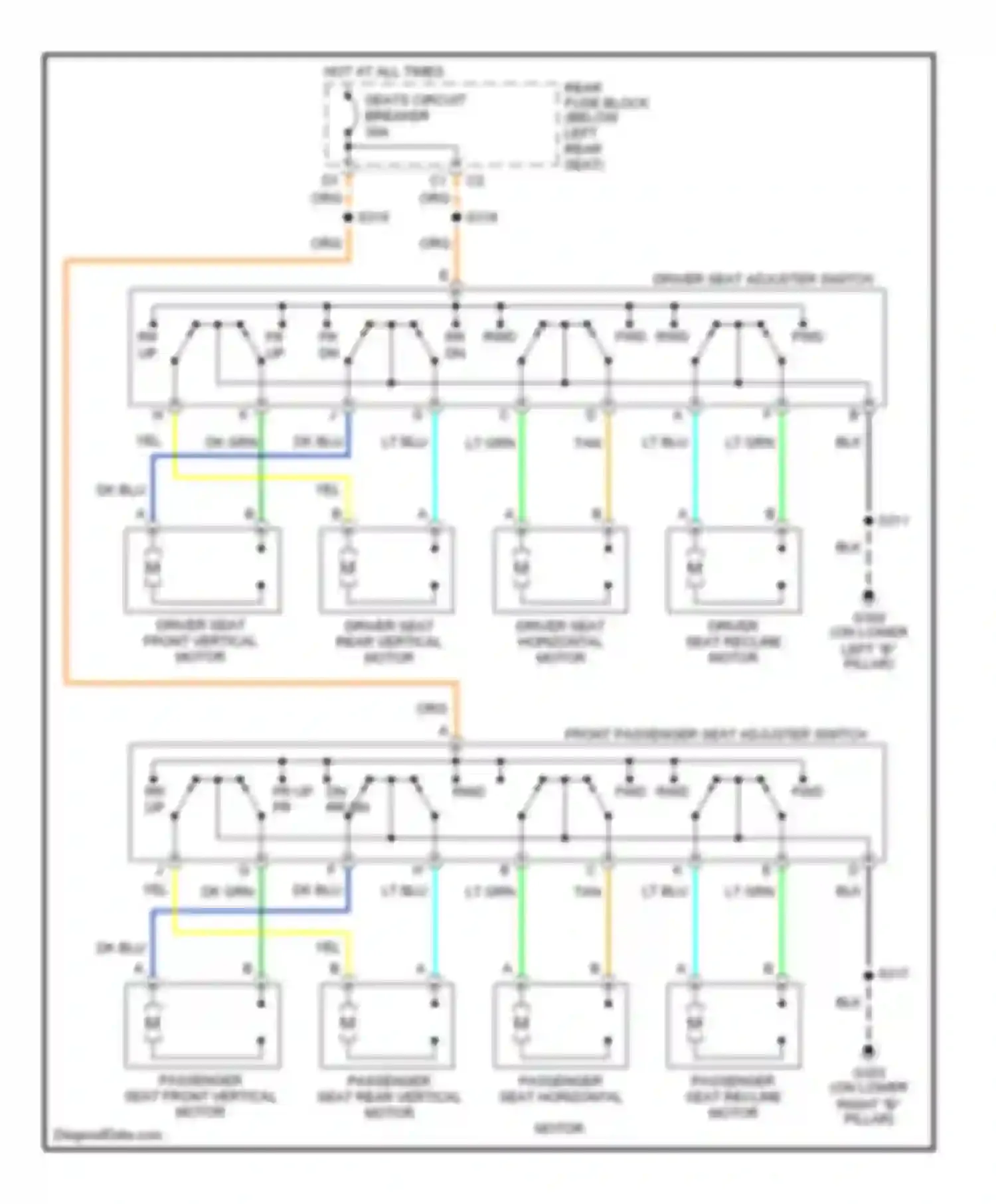 Wiring diagram driver seat adjuster switch for GMC Envoy II (2001-2009) (1 of 2)