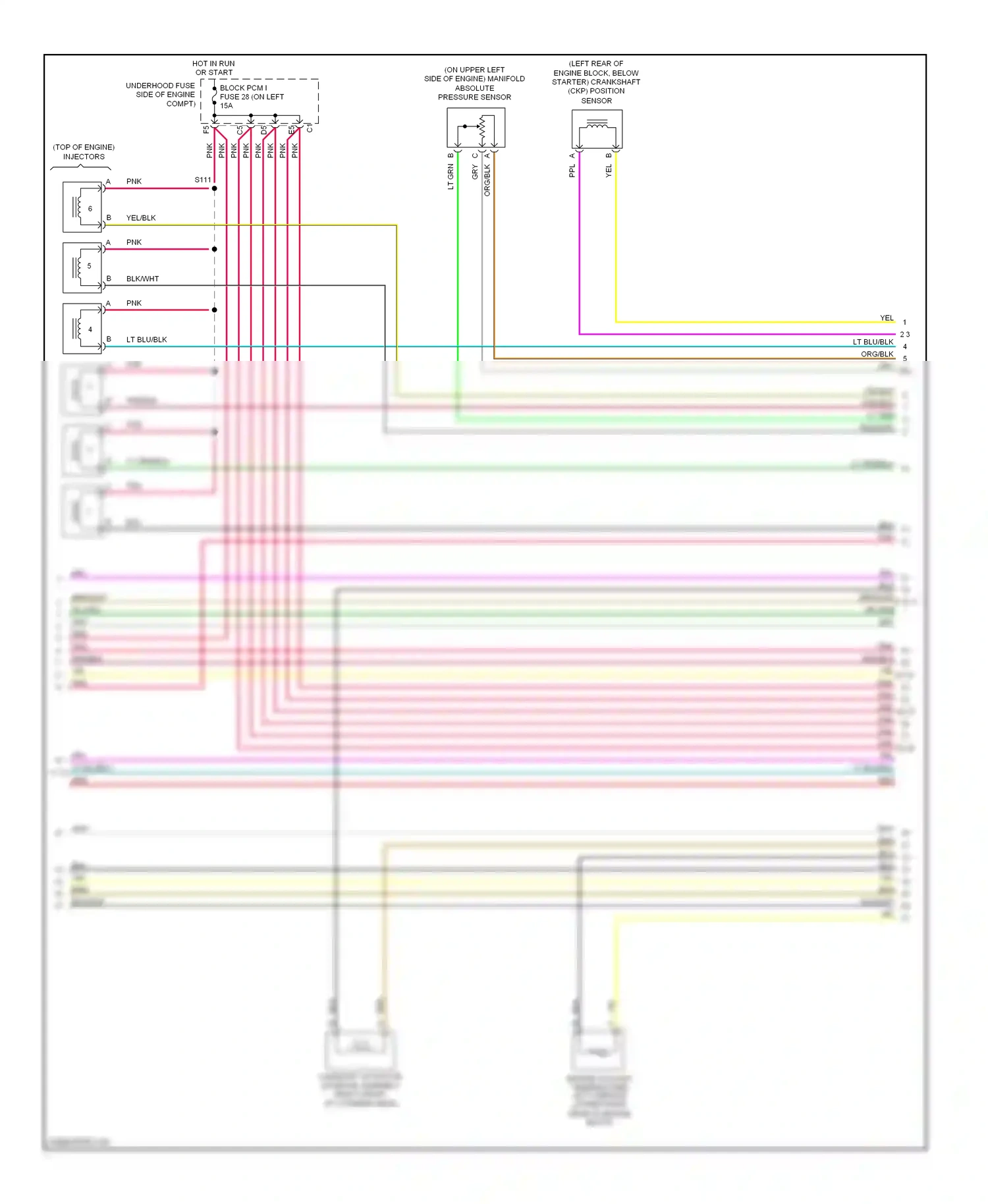 GMC Envoy II (2001-2009) engine coolant temperature (ect) sensor (lower right rear of engine block) wiring diagram  (1 of 1)