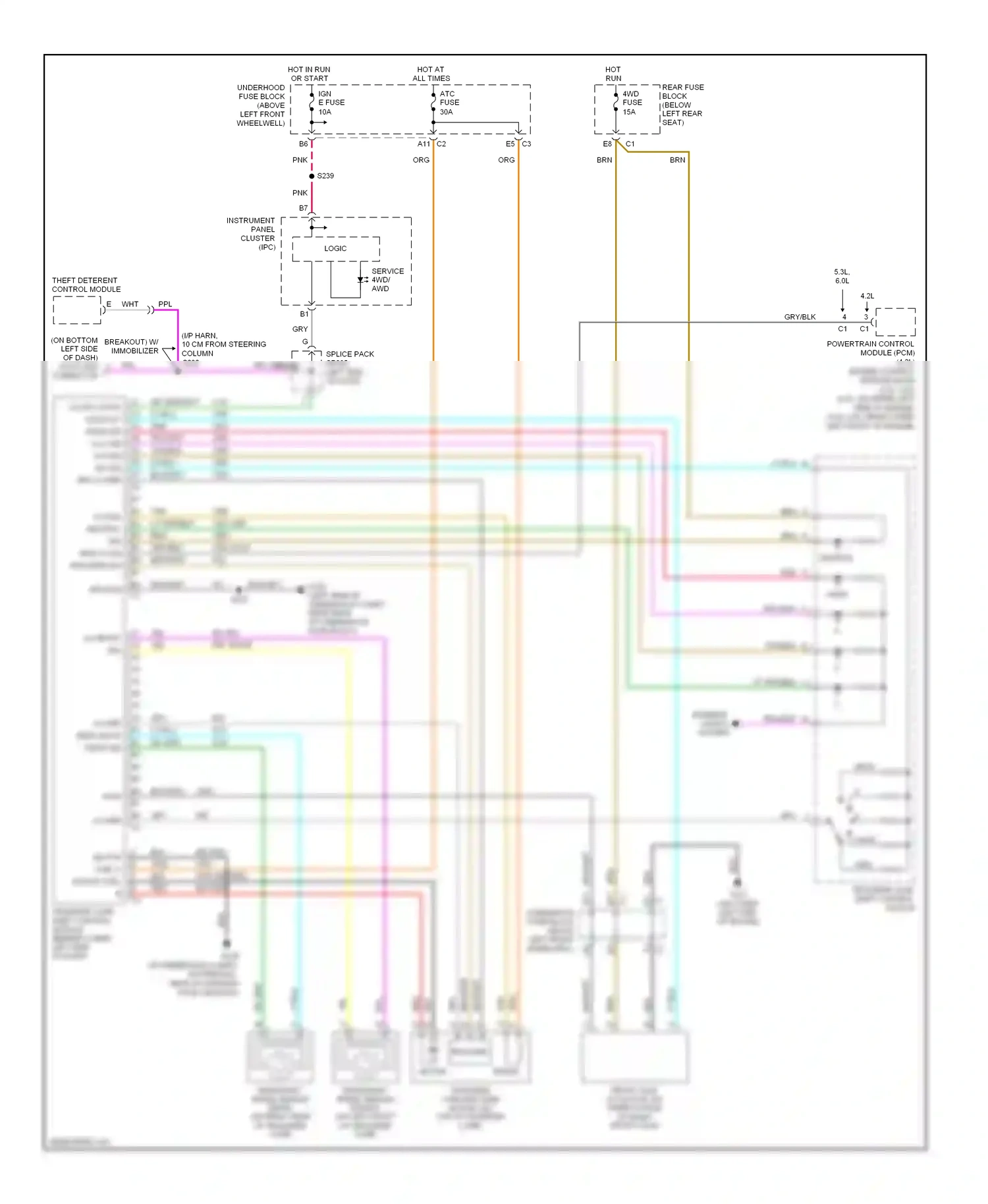 GMC Envoy II (2001-2009) transfer case shift control module (behind lower left side of dash) wiring diagram  (3 of 4)