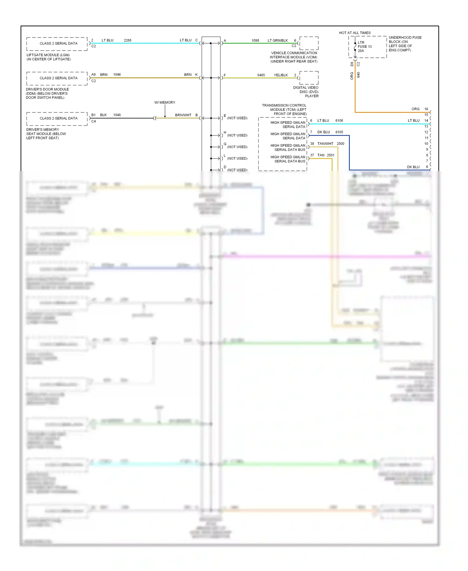 GMC Envoy II (2001-2009) transfer case shift control module (behind lower left side of dash) wiring diagram  (1 of 4)