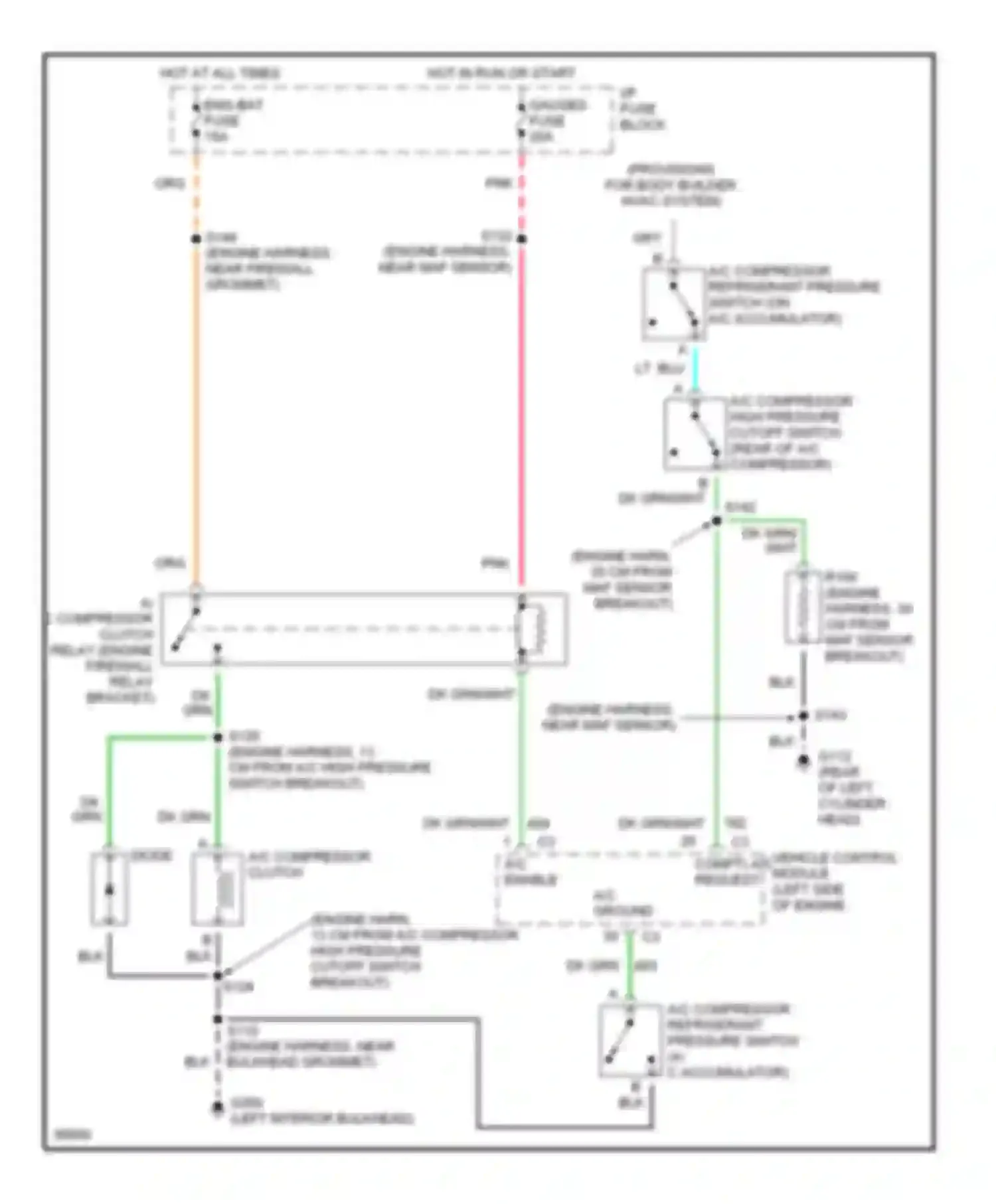 Forward Control P3500 GMC  (1985-1999): 5.7l (vin r), air conditioning circuits