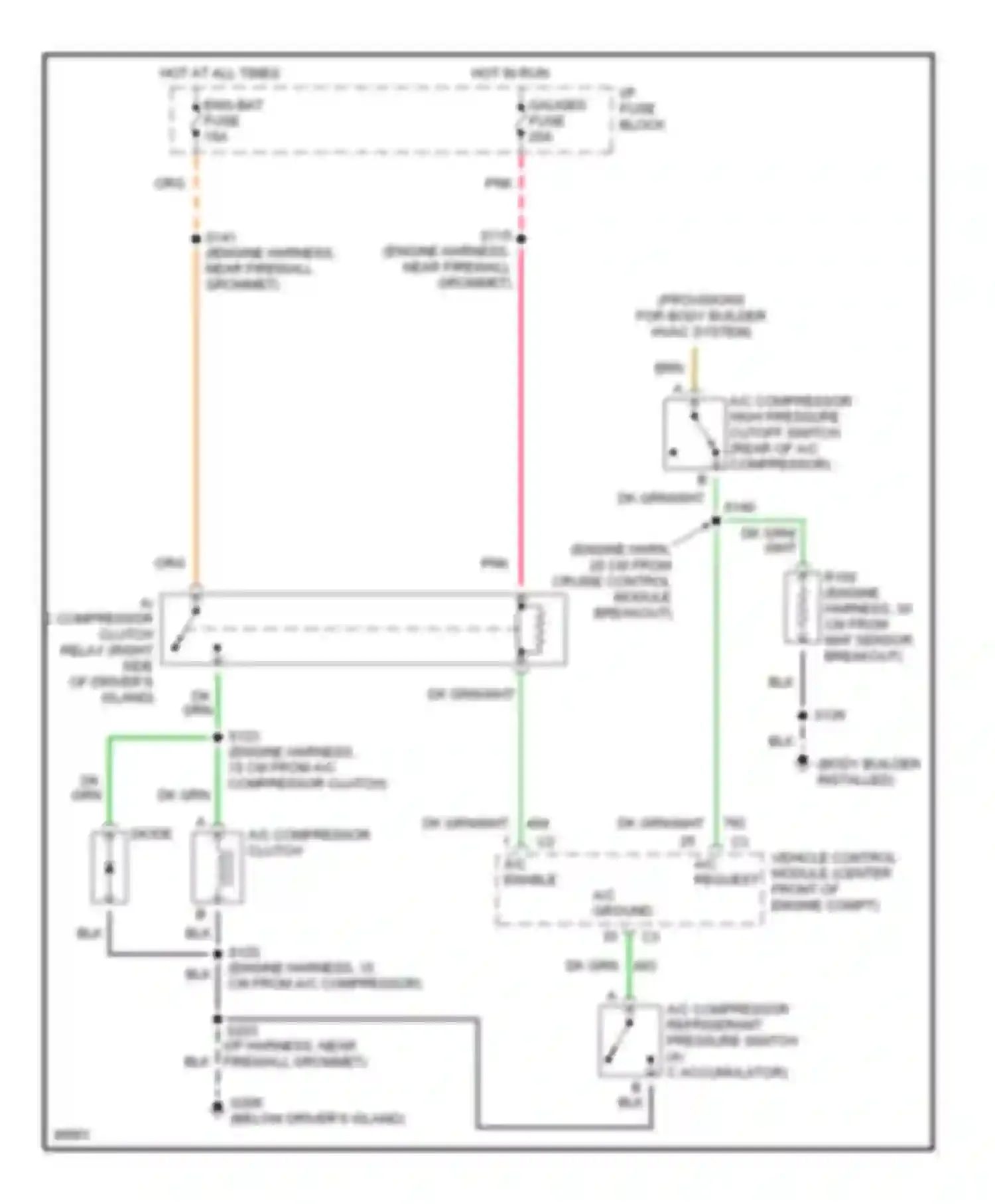 Forward Control P3500 GMC  (1985-1999): 7.4l (vin j), air conditioning circuits