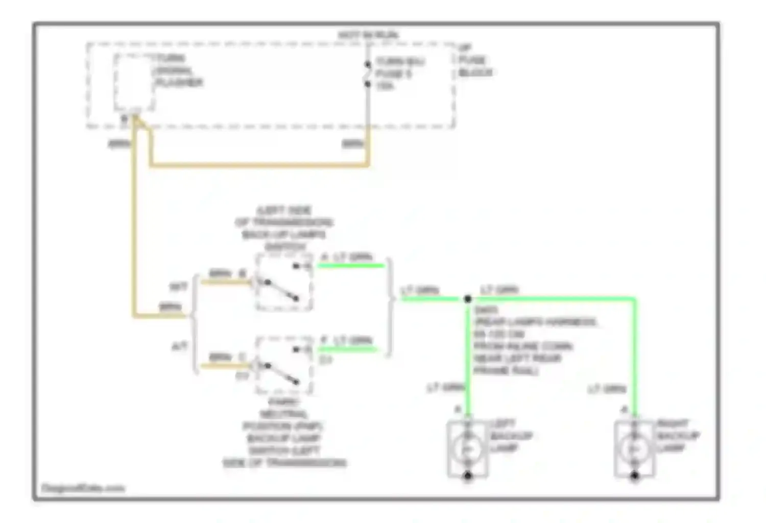Forward Control P3500 GMC  (1985-1999): Back-up lamps circuit, commercial chassis