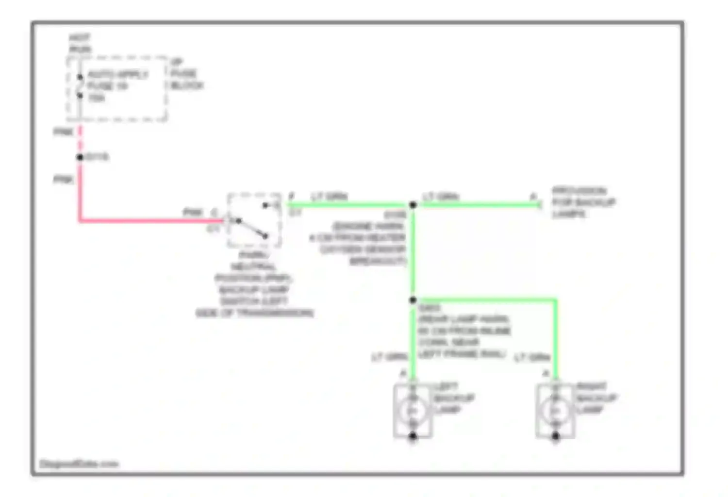 Forward Control P3500 GMC  (1985-1999): Back-up lamps circuit, motor home chassis