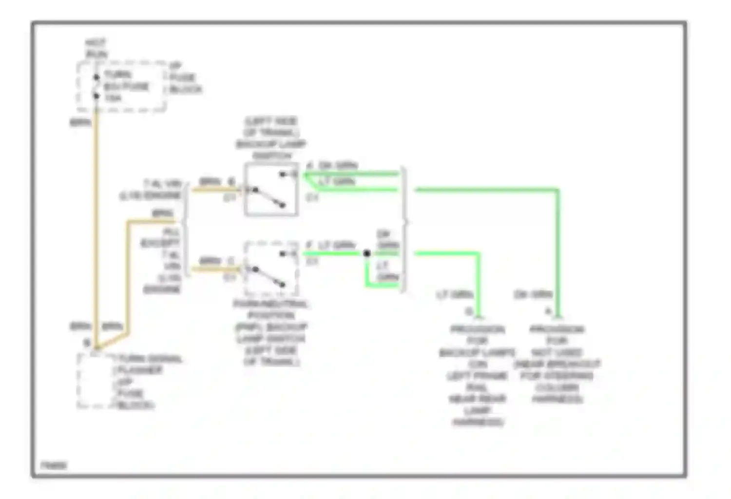 Forward Control P3500 GMC  (1985-1999): Backup lamps circuit, motor home chassis
