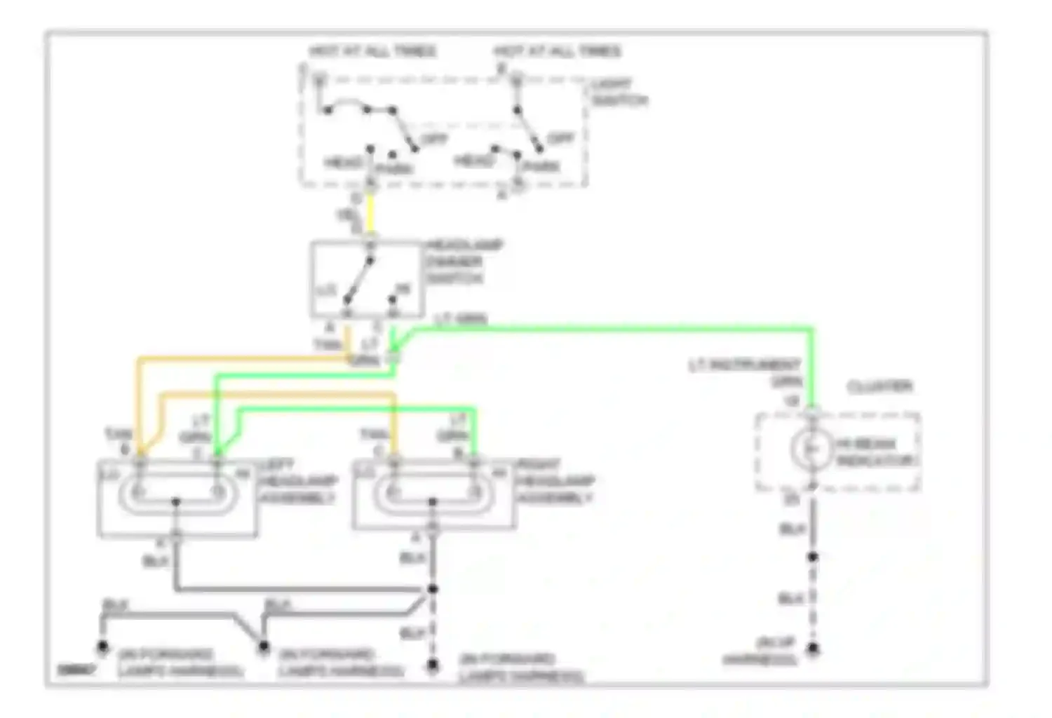 Forward Control P3500 GMC  (1985-1999): Headlamps circuit, commercial chassis