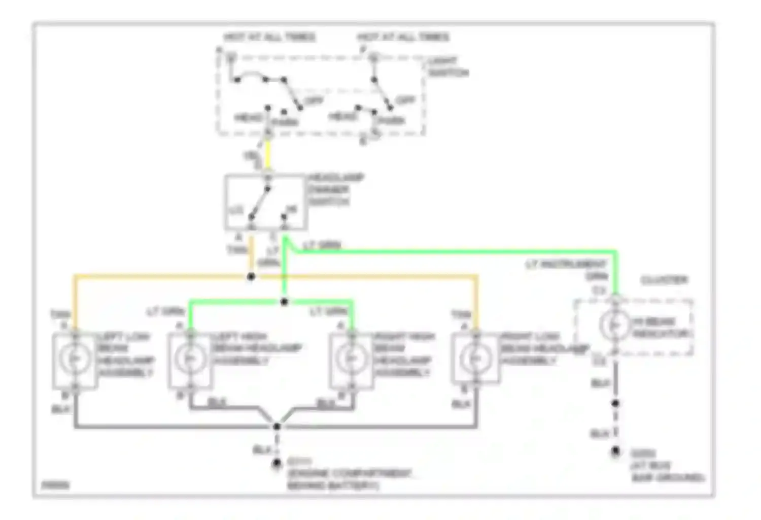 Forward Control P3500 GMC  (1985-1999): Headlamps circuit, cutaway chassis