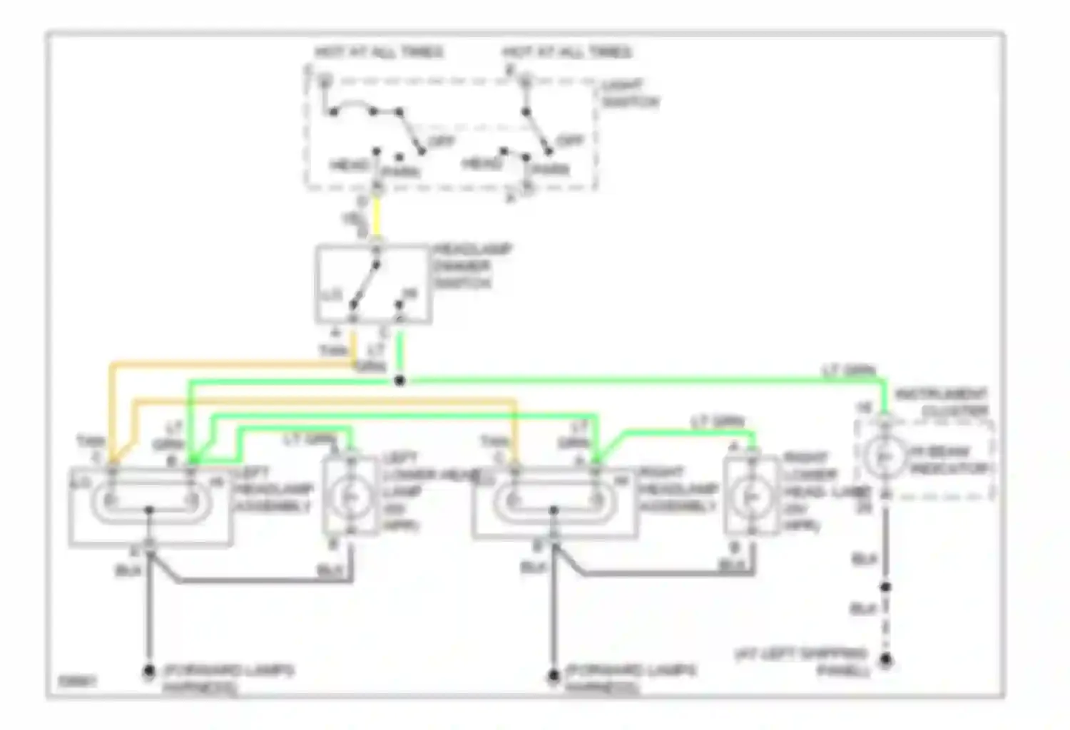 Forward Control P3500 GMC  (1985-1999): Headlamps circuit, motor home chassis