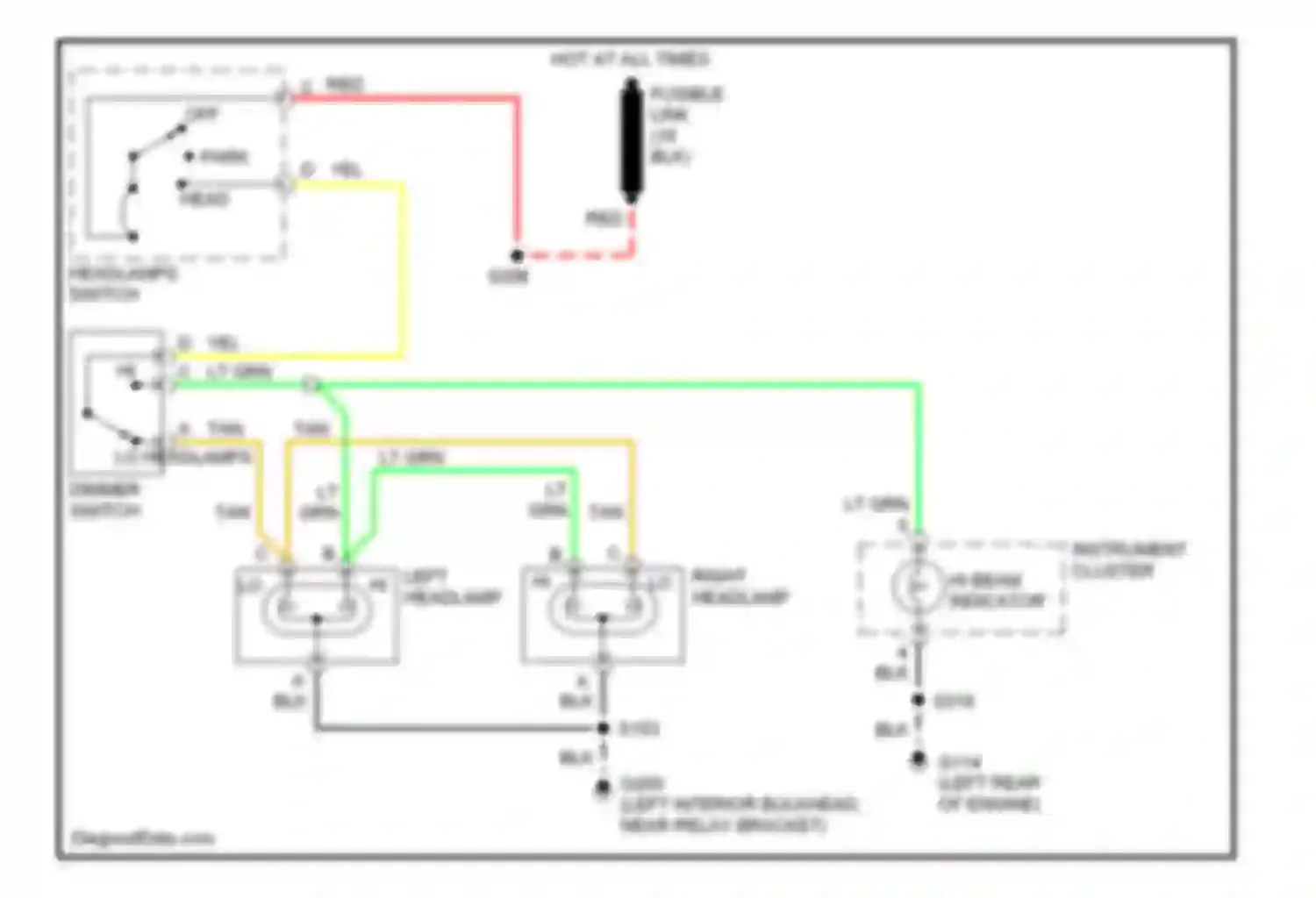 Forward Control P3500 GMC  (1985-1999): Headlight circuit, commercial chassis without drl
