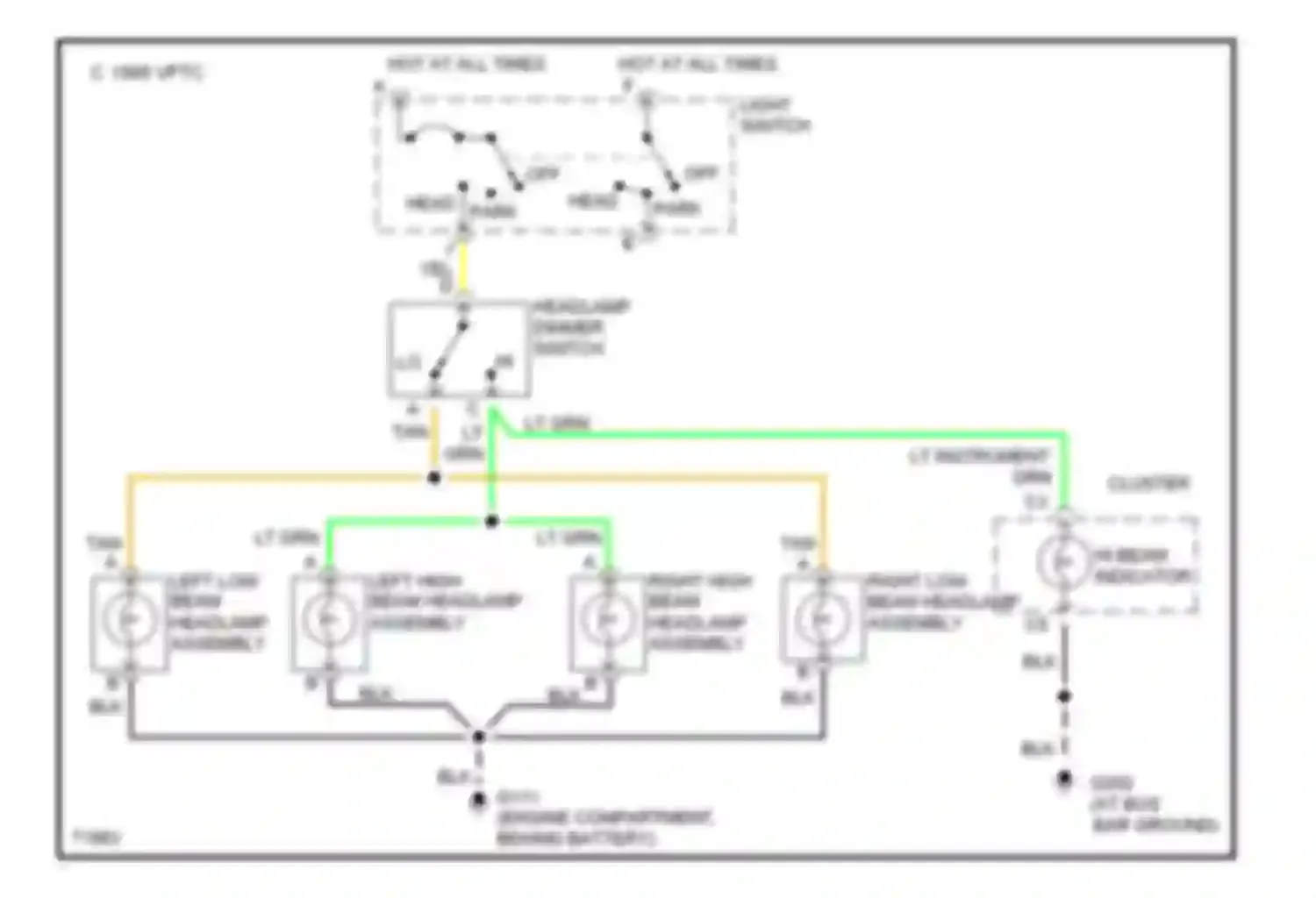 Forward Control P3500 GMC  (1985-1999): Headlight circuit, cutaway chassis without drl