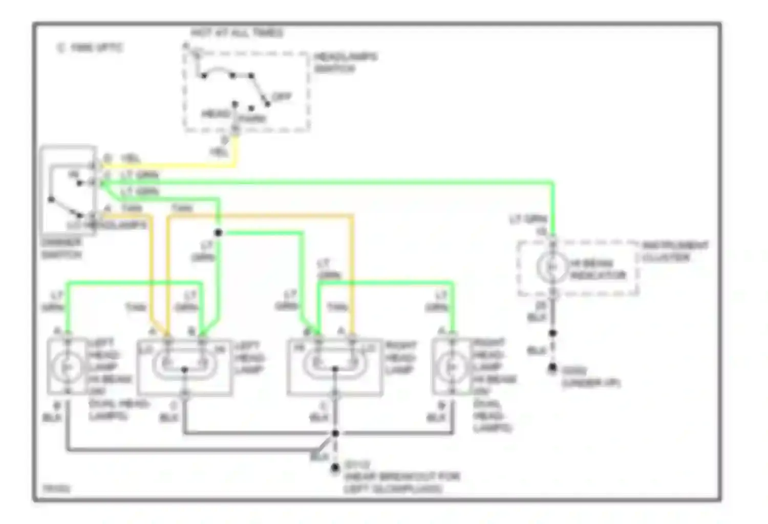Forward Control P3500 GMC  (1985-1999): Headlight circuit, motor home chassis without drl