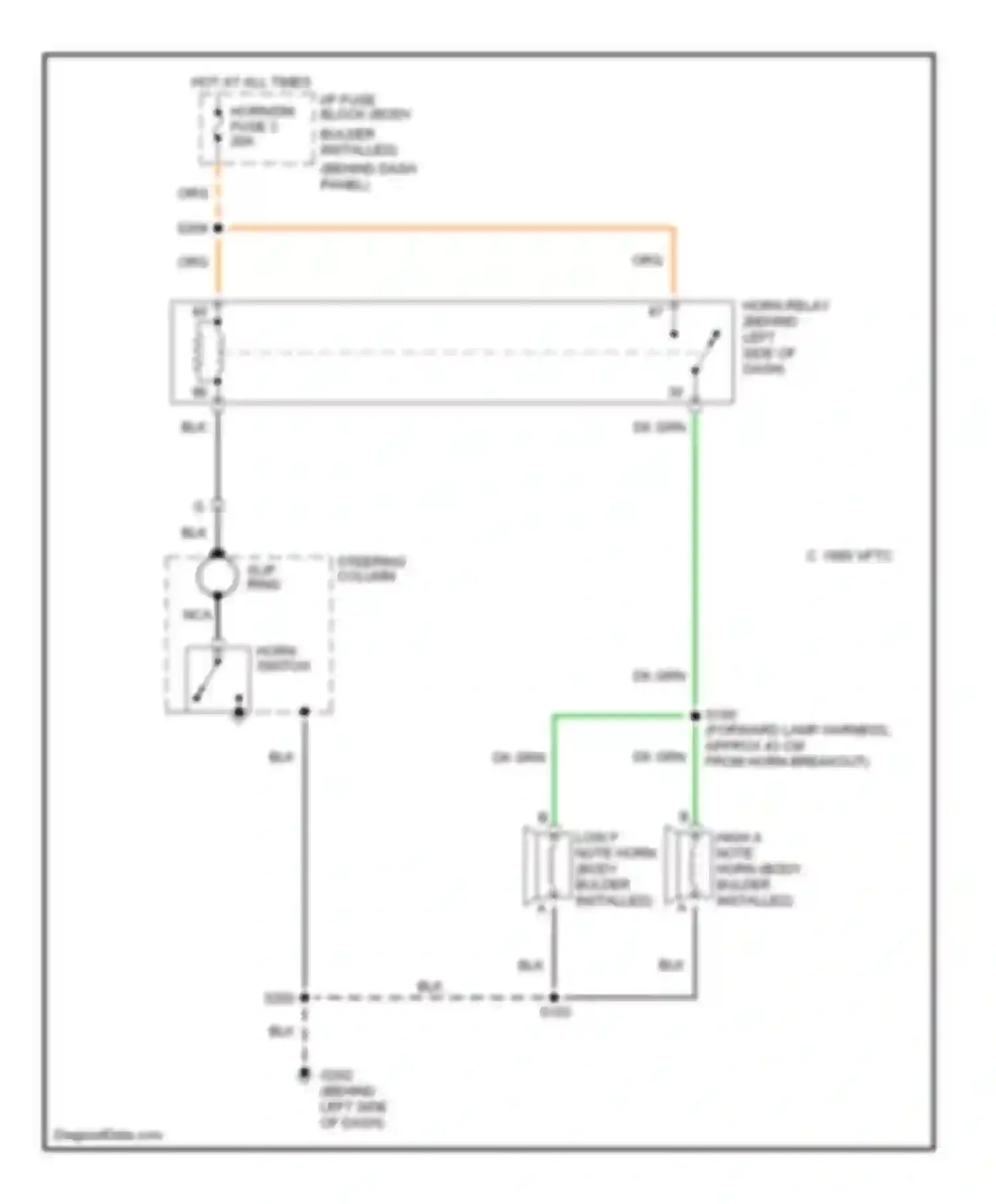 Forward Control P3500 GMC  (1985-1999): Horn circuit, commercial chassis