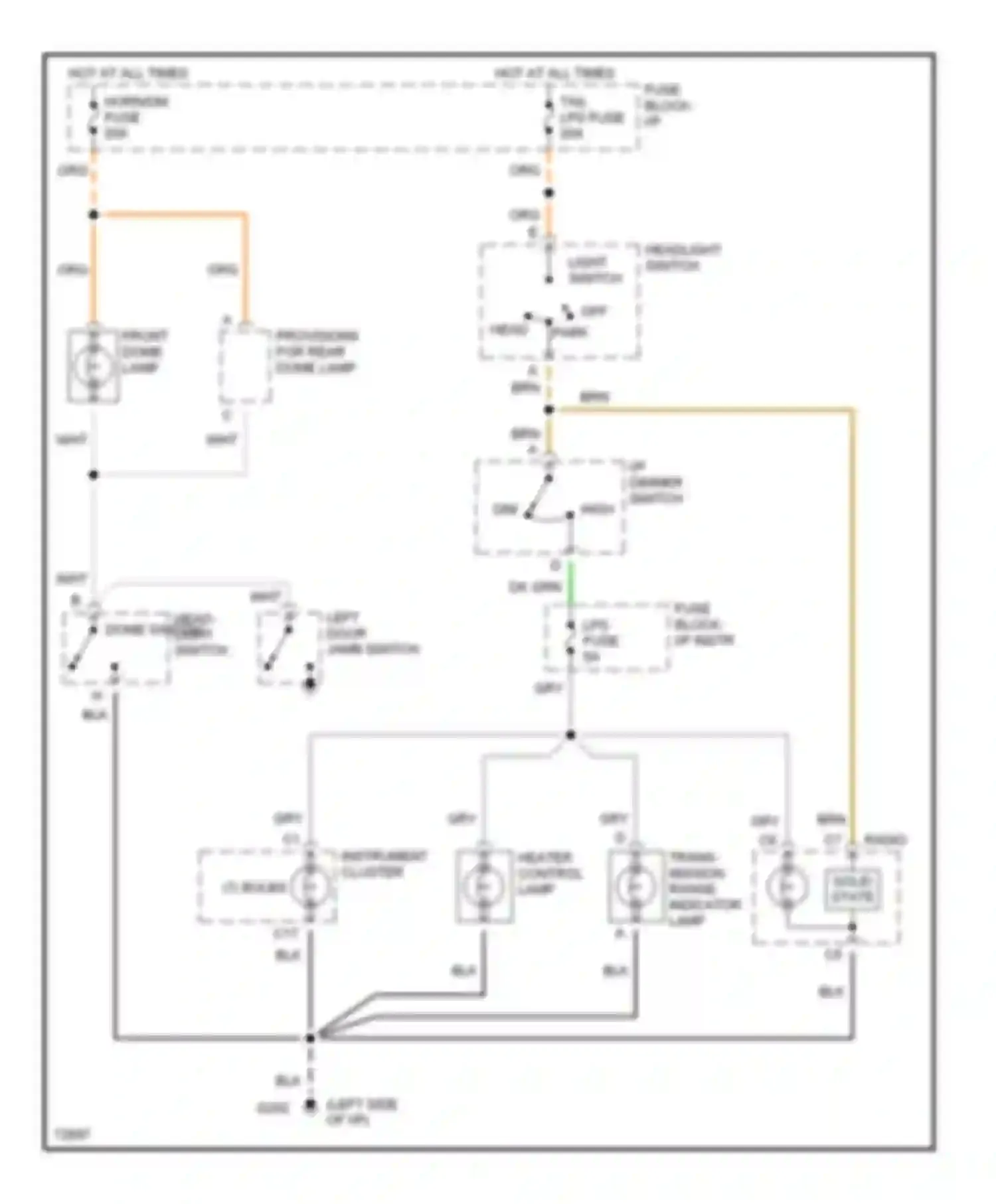 Forward Control P3500 GMC  (1985-1999): Interior light circuit, cutaway chassis