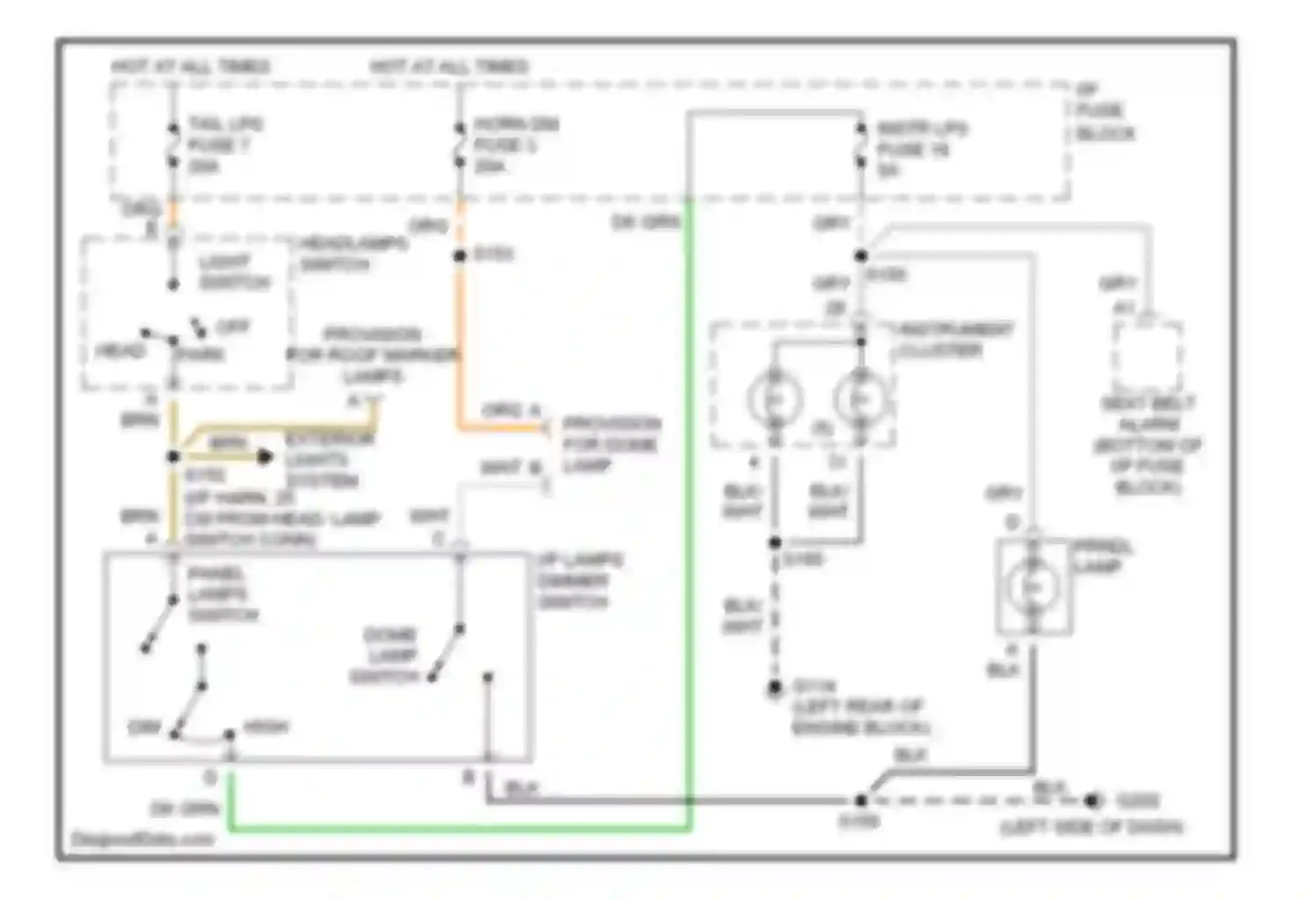 Forward Control P3500 GMC  (1985-1999): Interior light circuit, motor home chassis