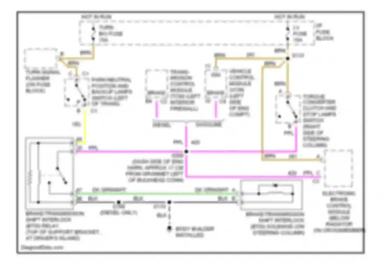 Forward Control P3500 GMC  (1985-1999): Shift interlock circuit, commercial chassis