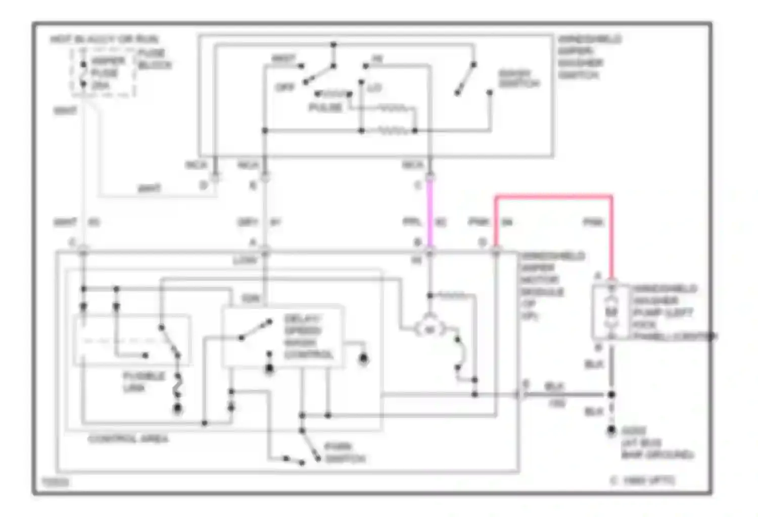 Forward Control P3500 GMC  (1985-1999): Front washer/wiper circuit, cutaway chassis
