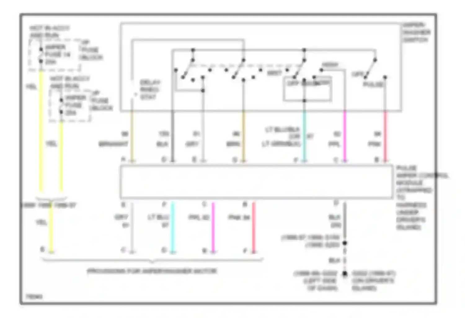 Forward Control P3500 GMC  (1985-1999): Provisions for front wiper/washer circuit, motor home chassis