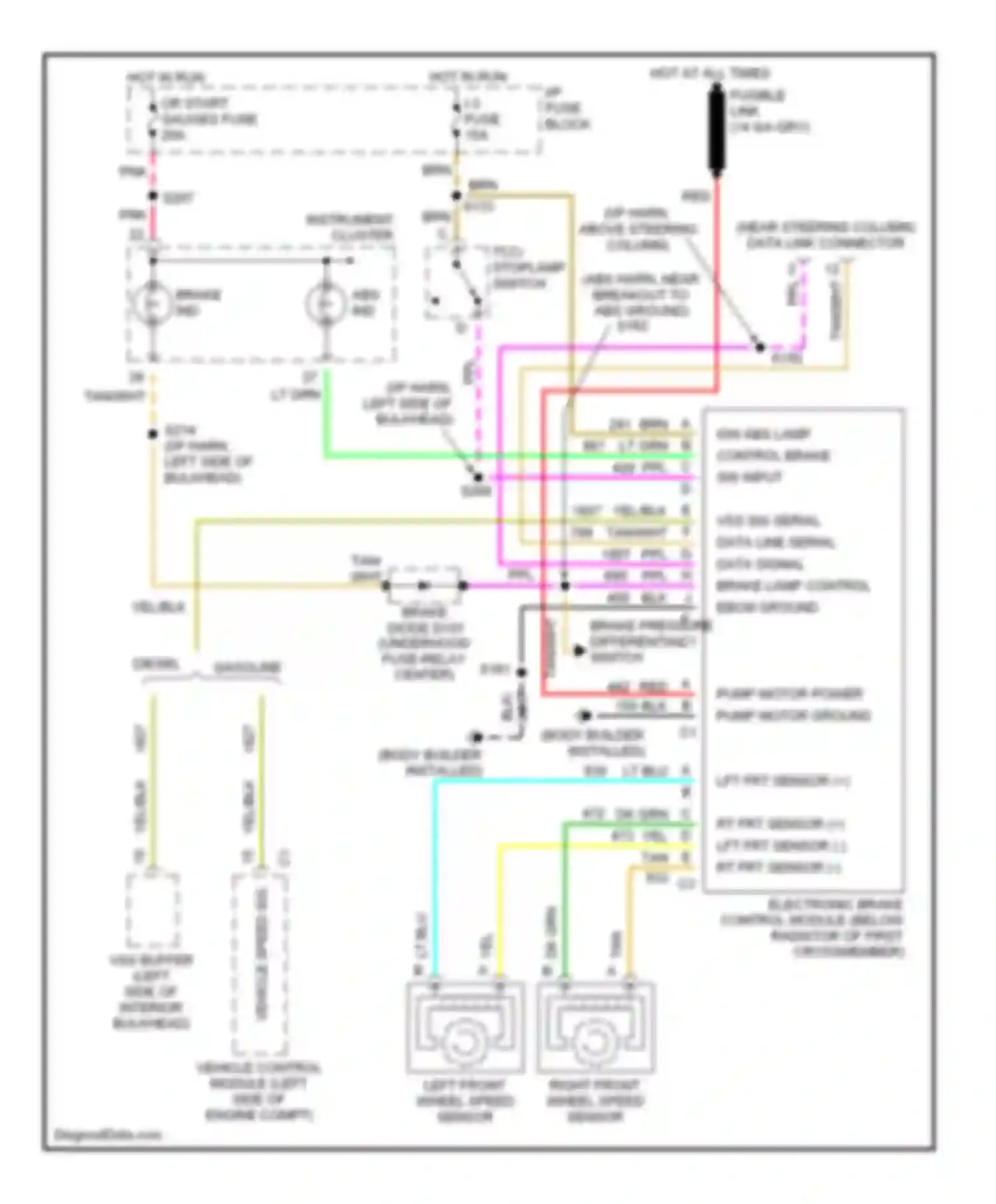 Wiring diagram right front wheel speed sensor for GMC Forward Control P3500  (1985-1999) (2 of 2)