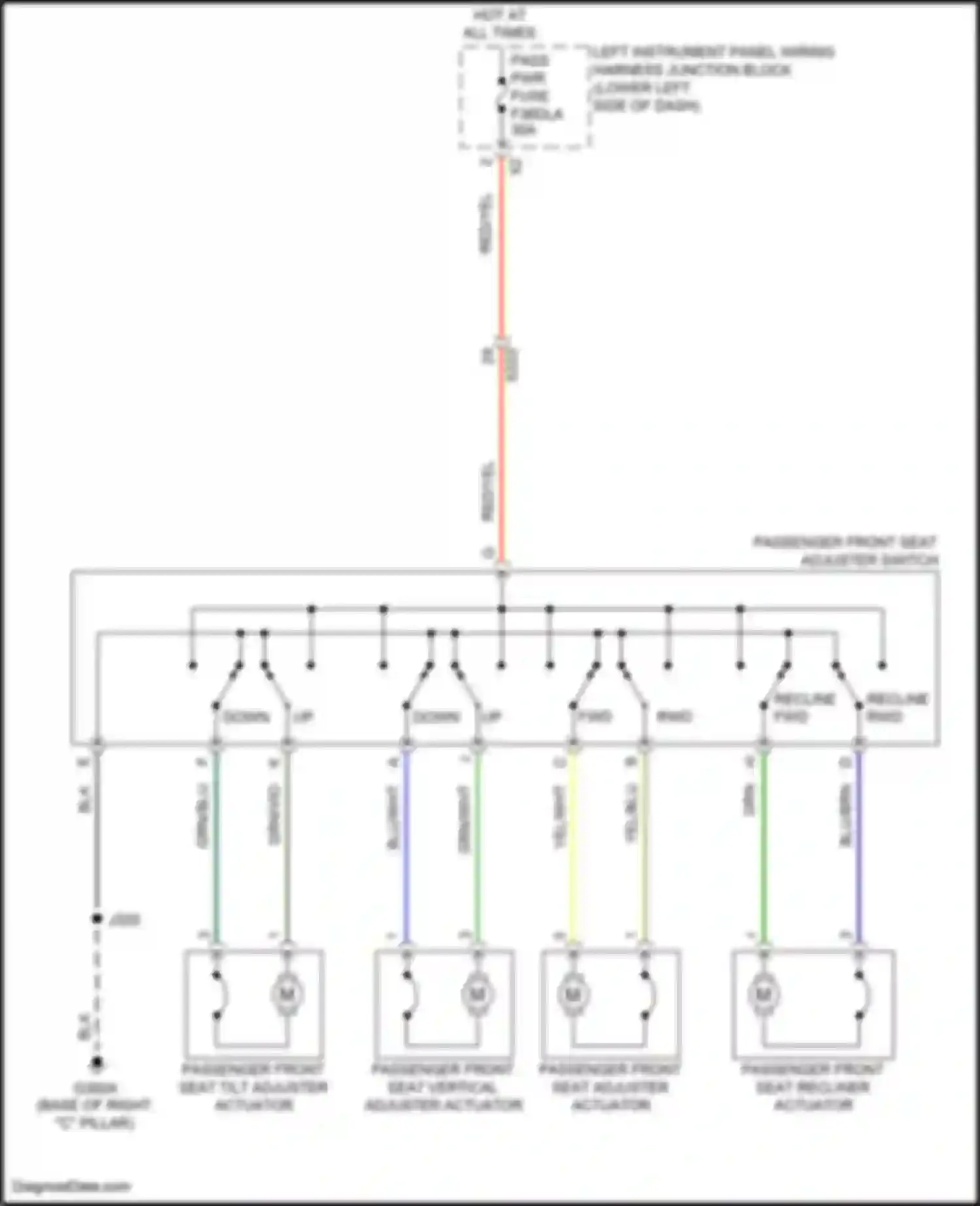 Wiring diagram passenger front seat adjuster actuator for GMC Hummer EV I (2021-2024) (1 of 1)