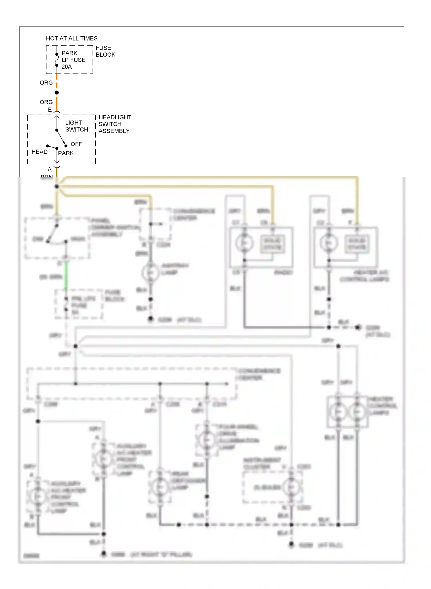 GMC Pickup C2500  (1985-2000) headlight switch assembly wiring diagram  (7 of 14)
