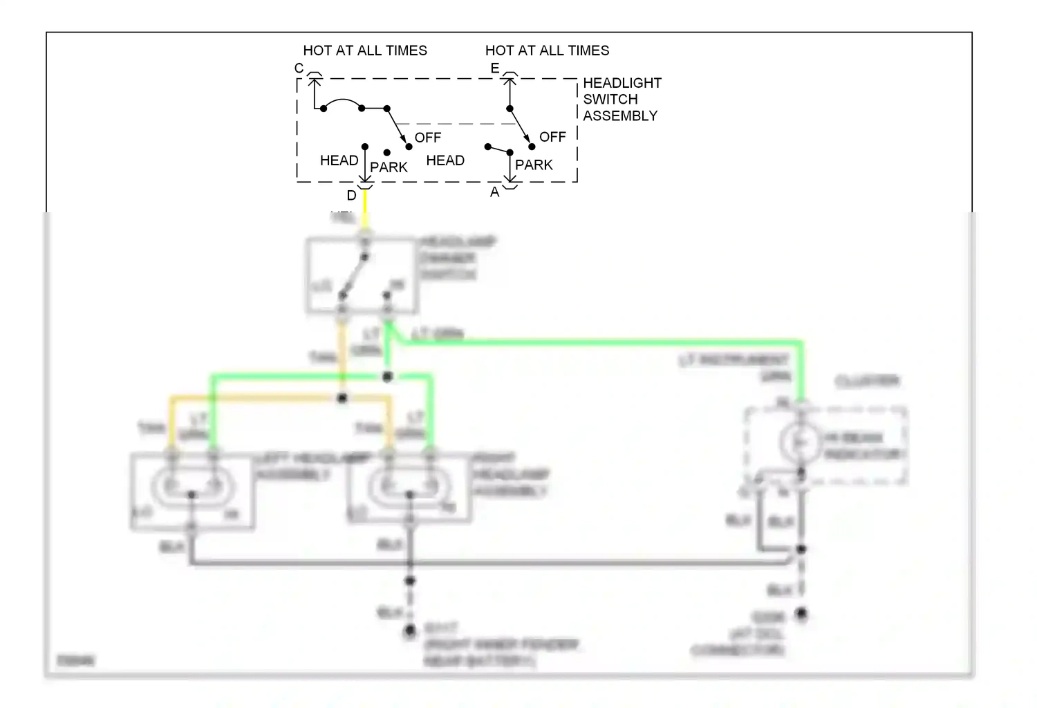 GMC Pickup C2500  (1985-2000) headlight switch assembly wiring diagram  (5 of 14)