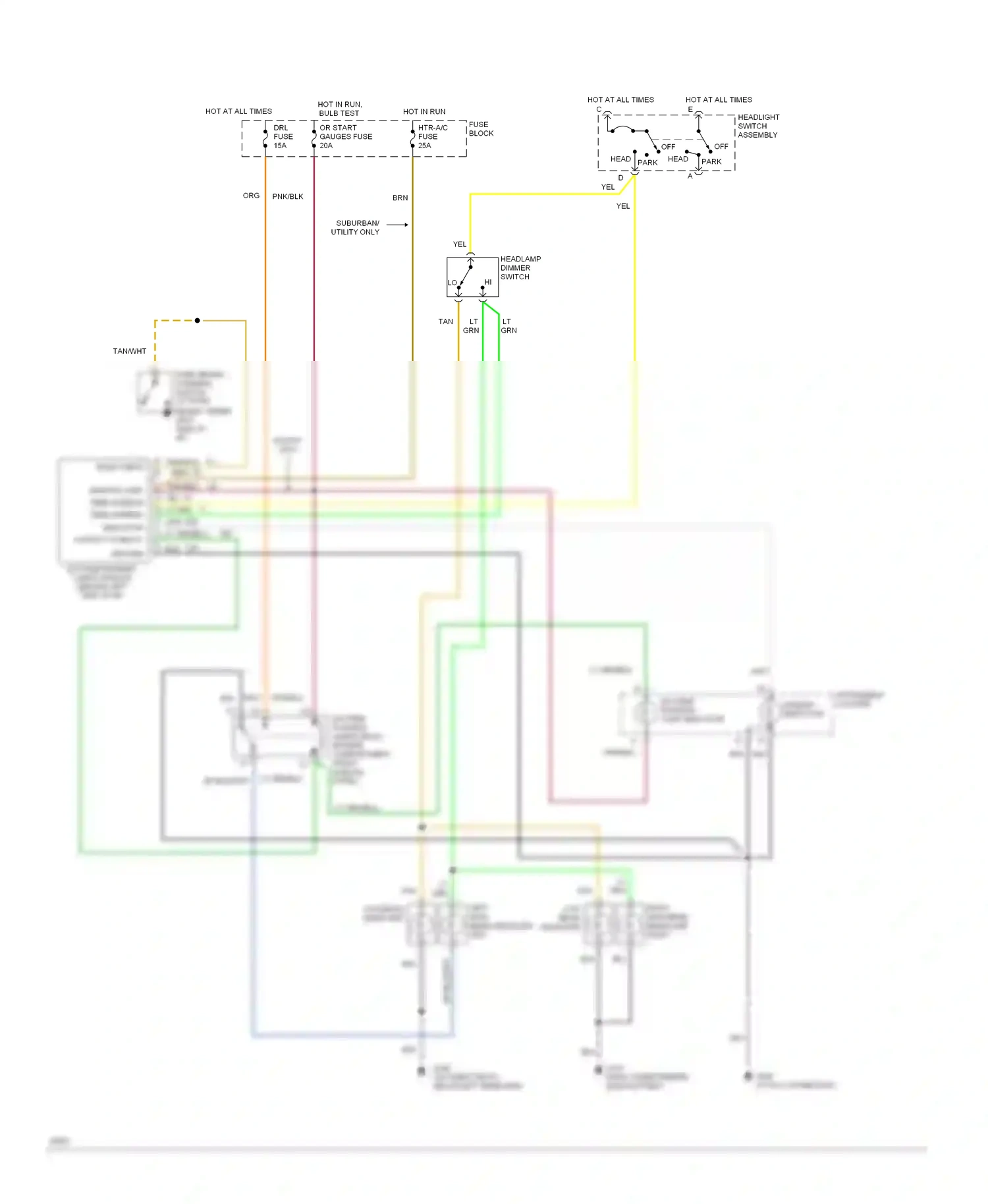GMC Pickup C2500  (1985-2000) headlight switch assembly wiring diagram  (3 of 14)