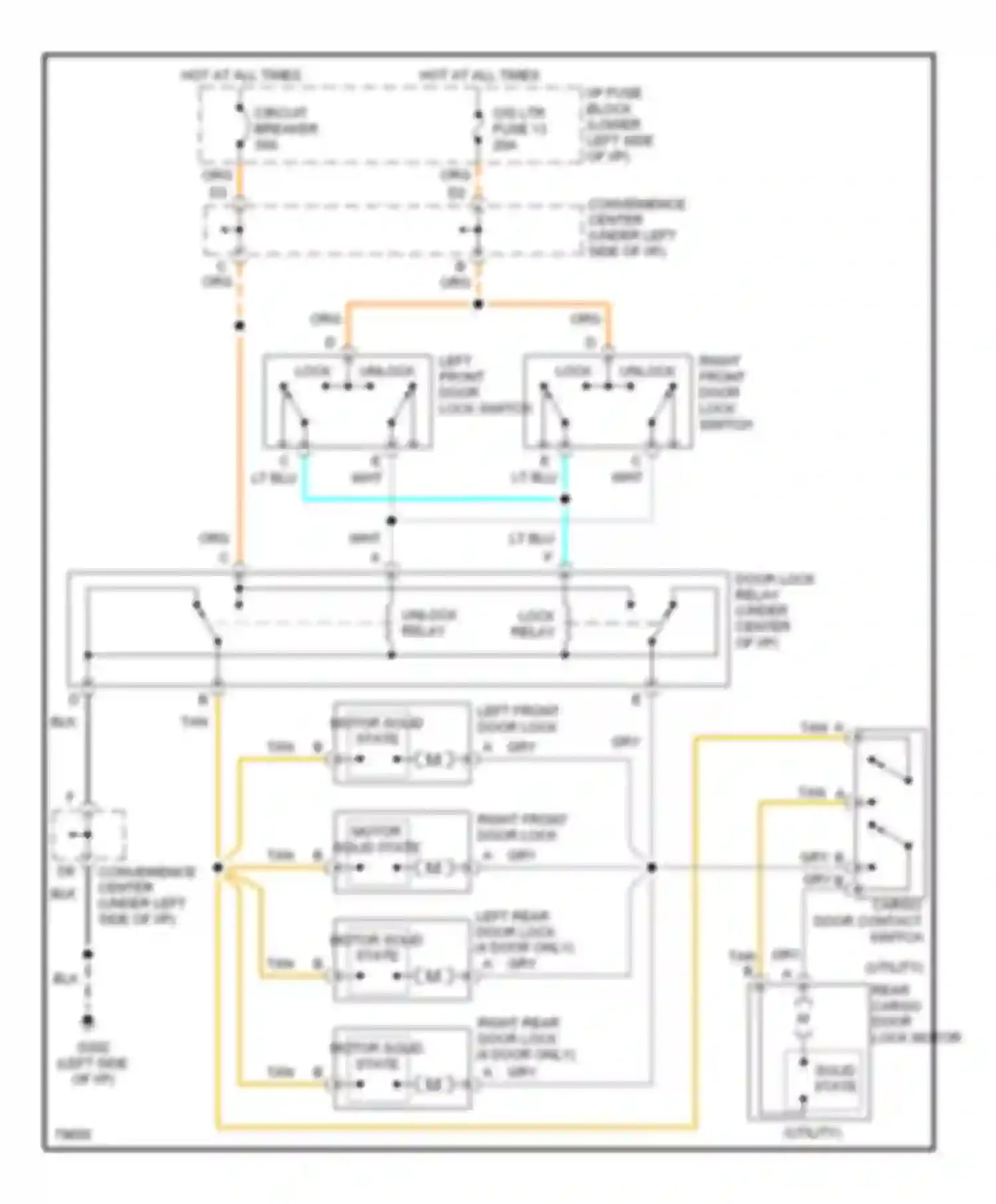 Pickup C3500 GMC  (1985-2000): Door lock circuit, crew cab