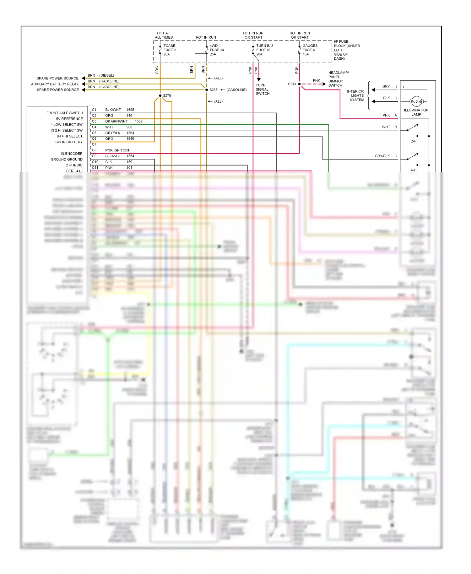 GMC Pickup K2500  (1985-2000) transfer case select switch wiring diagram  (1 of 15)