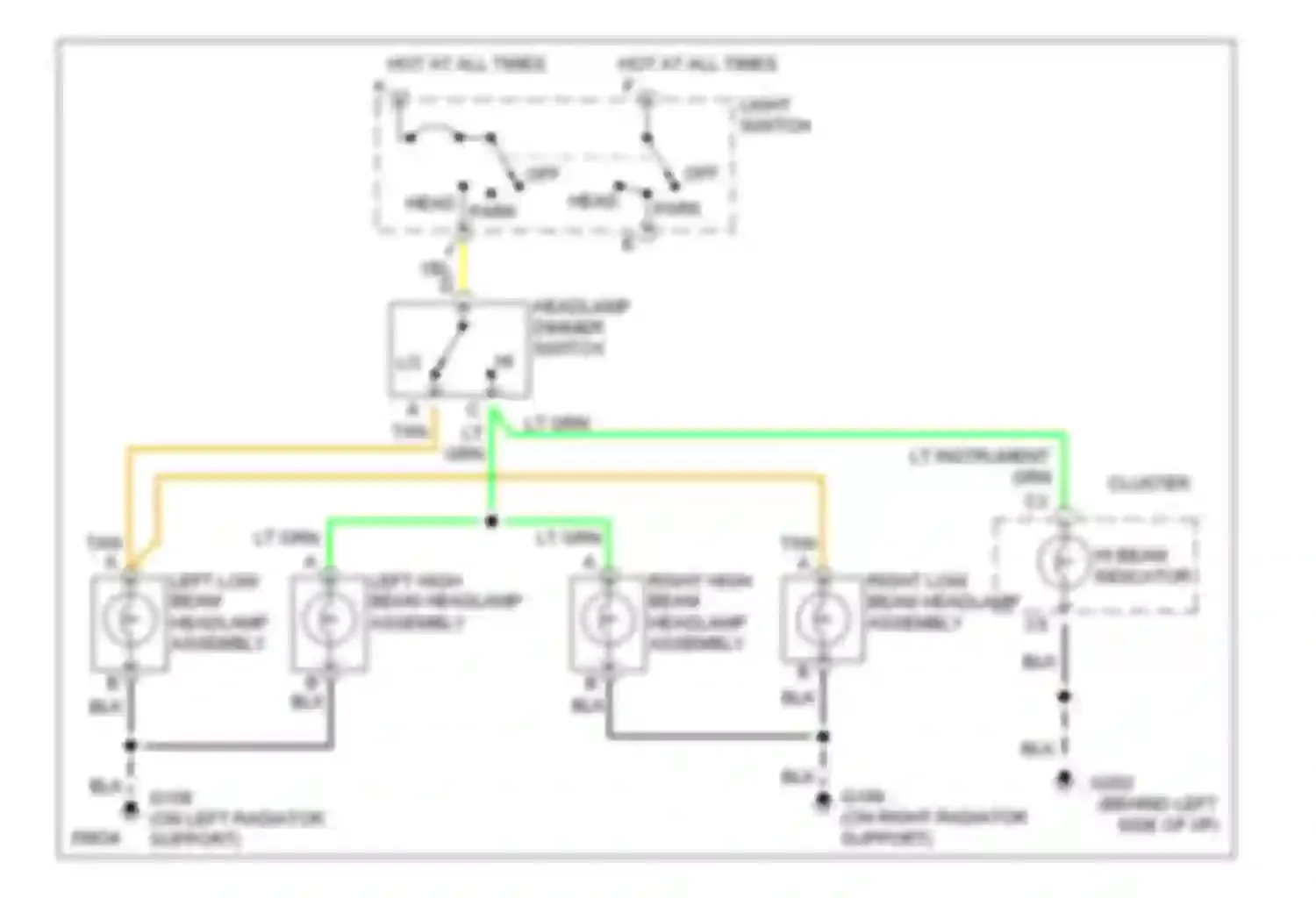 Rally Camper Special G3500 GMC  (1985-1996): Headlamps circuit, with composite lamps