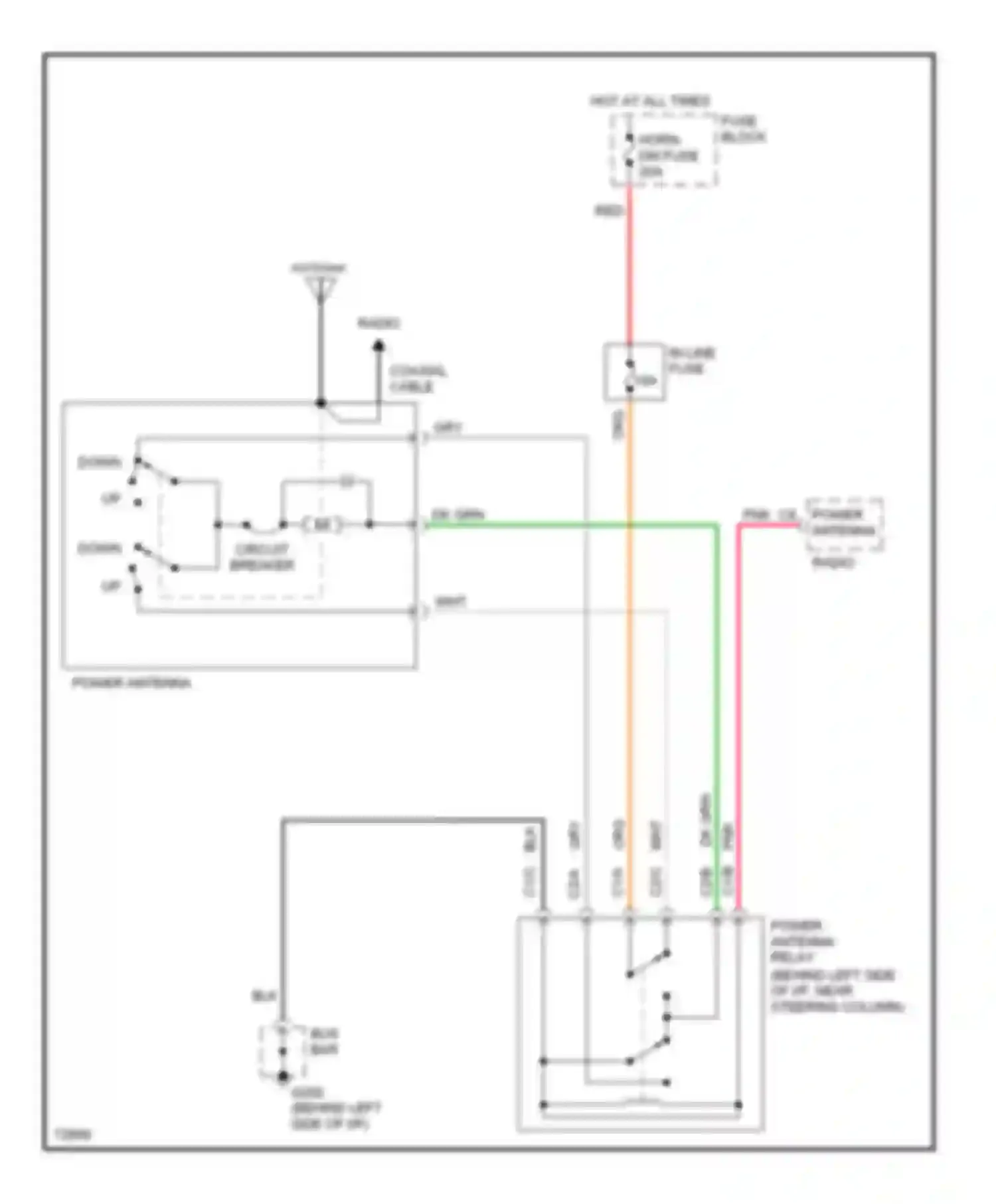 Rally G2500 GMC  (1985-1995): Power antenna circuit