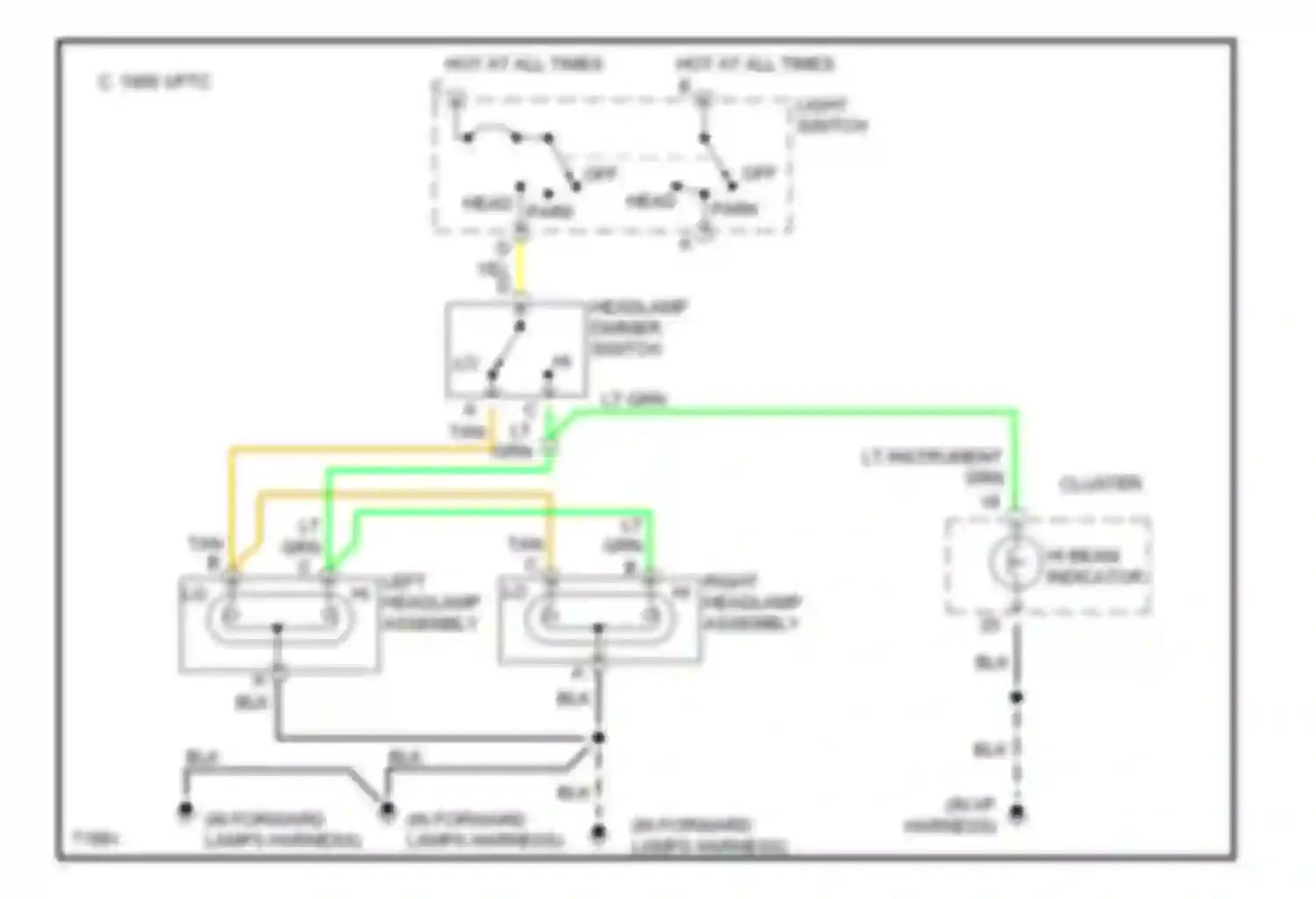 Rally G3500 GMC  (1985-1996): Headlight circuit, commercial chassis without drl