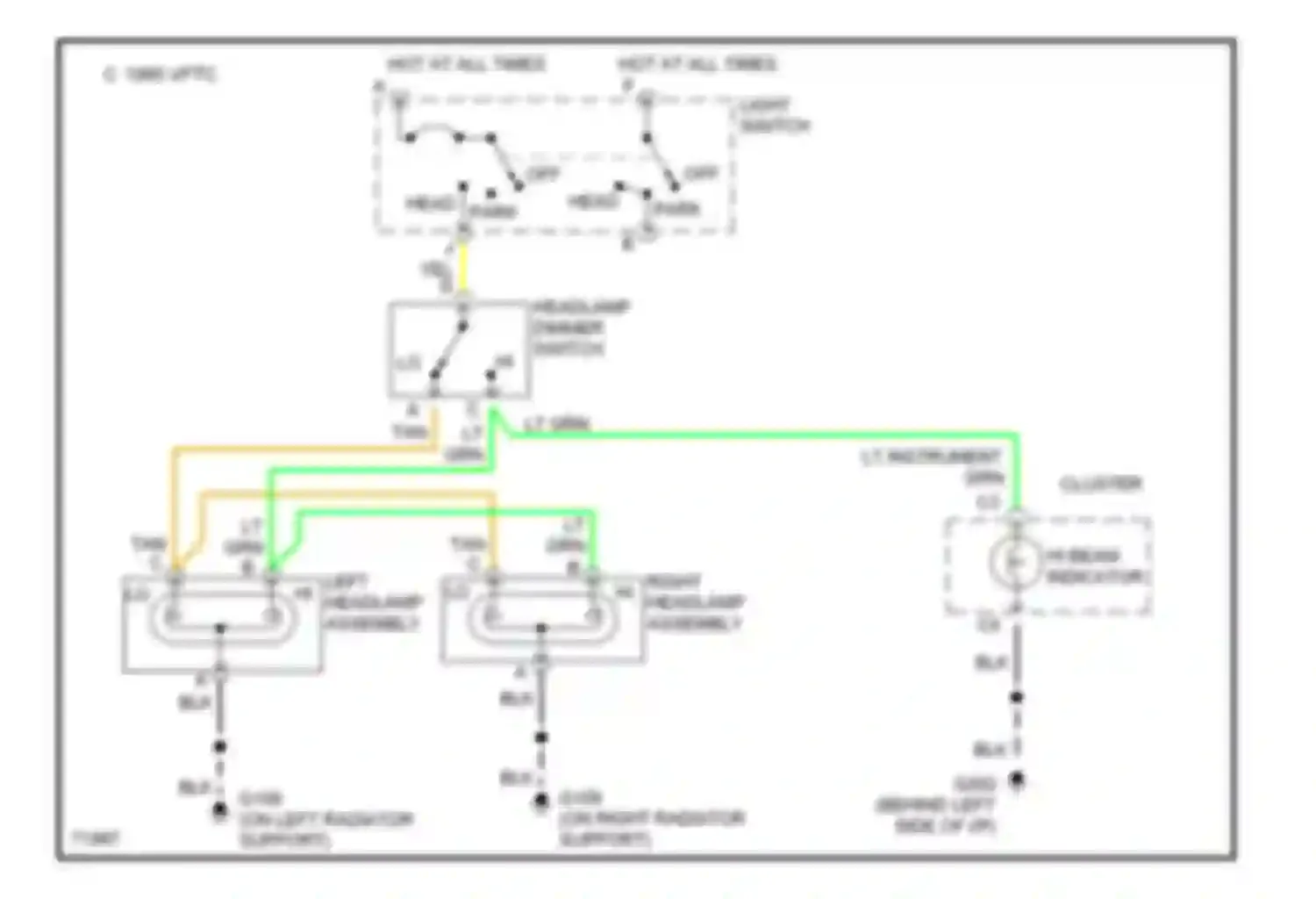 Rally G3500 GMC  (1985-1996): Headlight circuit, sealed beam without drl