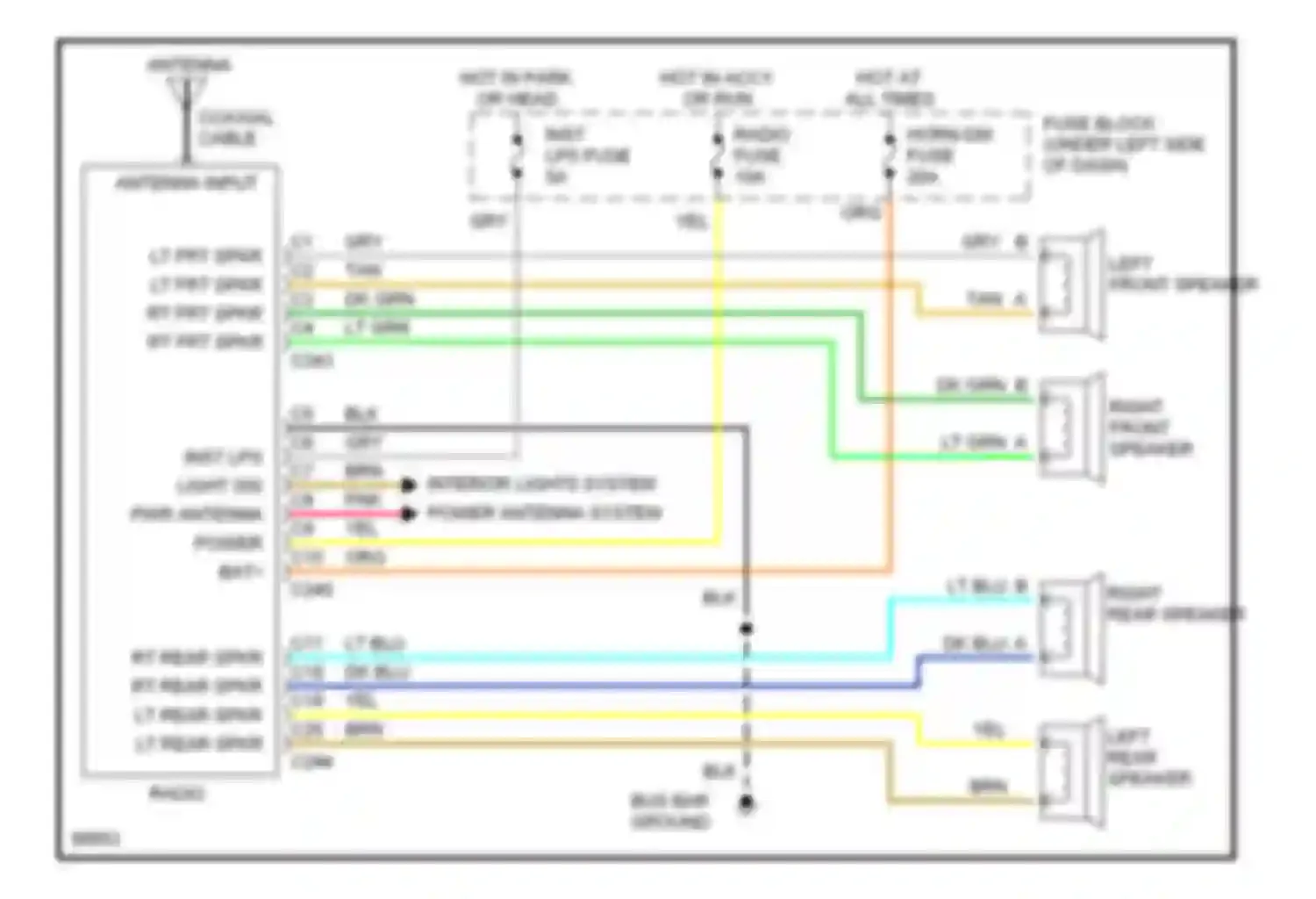 Rally G3500 GMC  (1985-1996): Radio circuits, with cd player or cassette