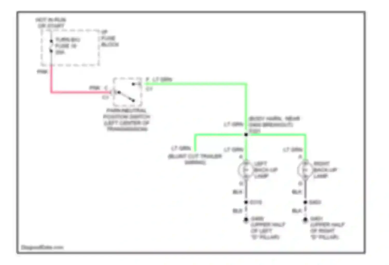 Safari GMC II (1994-2005): Back-up lamps circuit